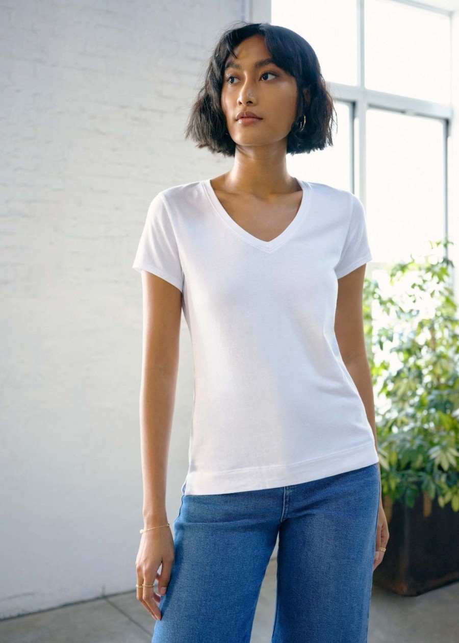 Clothing White + Warren | + Warren Cotton Modal V-Neck Tee