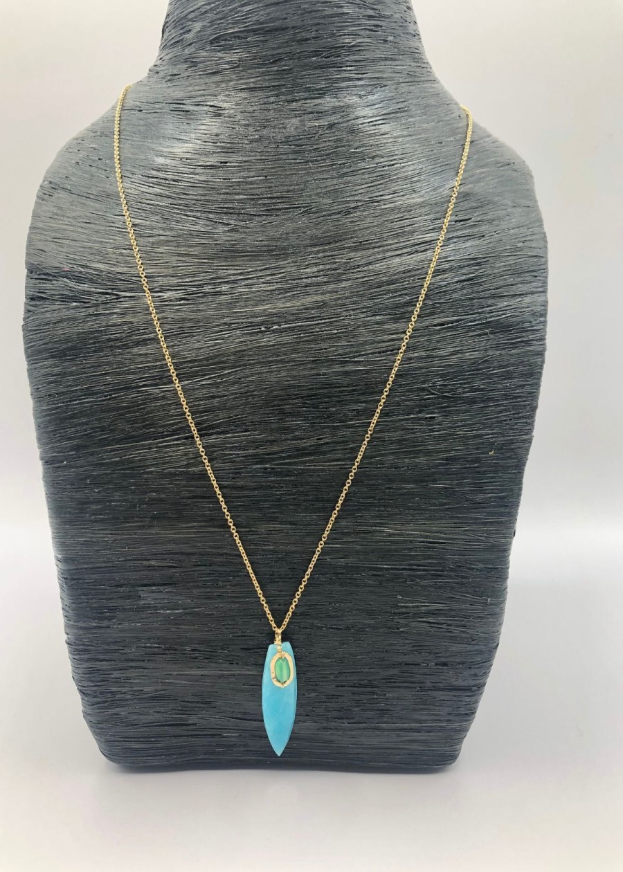 Accessories Dana Kellin Necklaces | Dana Kellin Amazonite Pendant On Gold Necklace