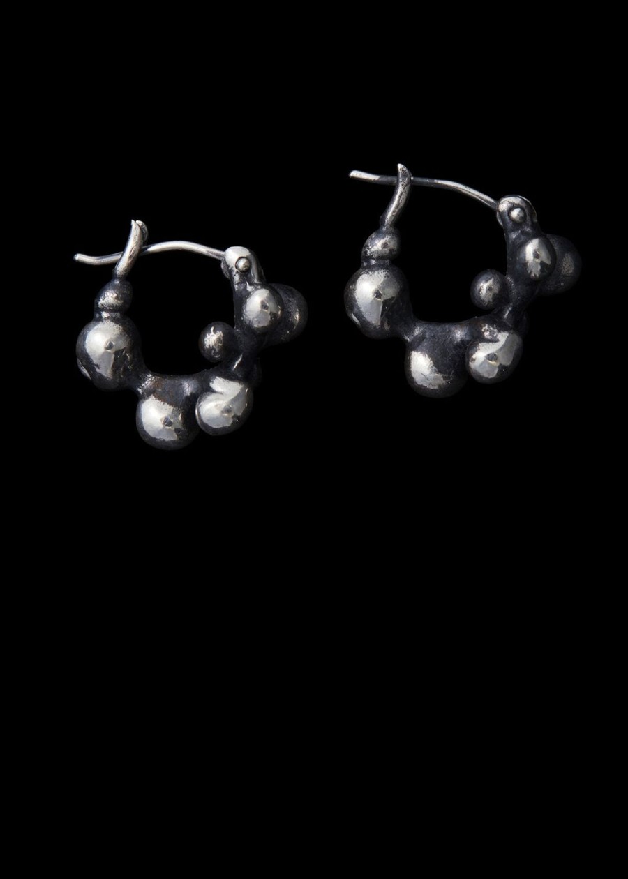 Accessories TENTHOUSANDTHINGS Earrings | Tenthousandthings Silver Molten Cluster Hoop Earring Sterling Silver