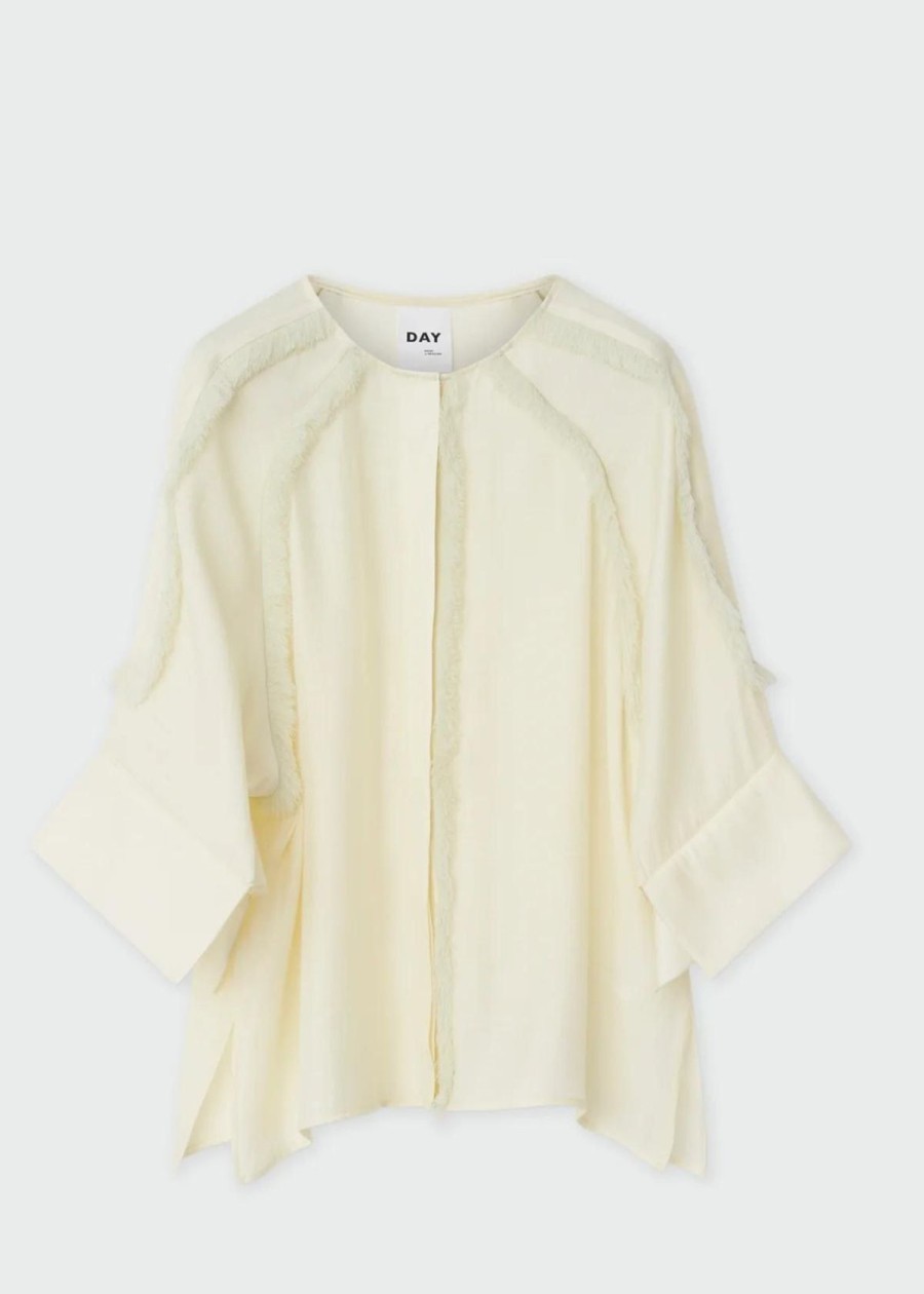 Clothing DAY Birger et Mikkelsen | Day Kylie Sheer Fringes Top Lemon Icing