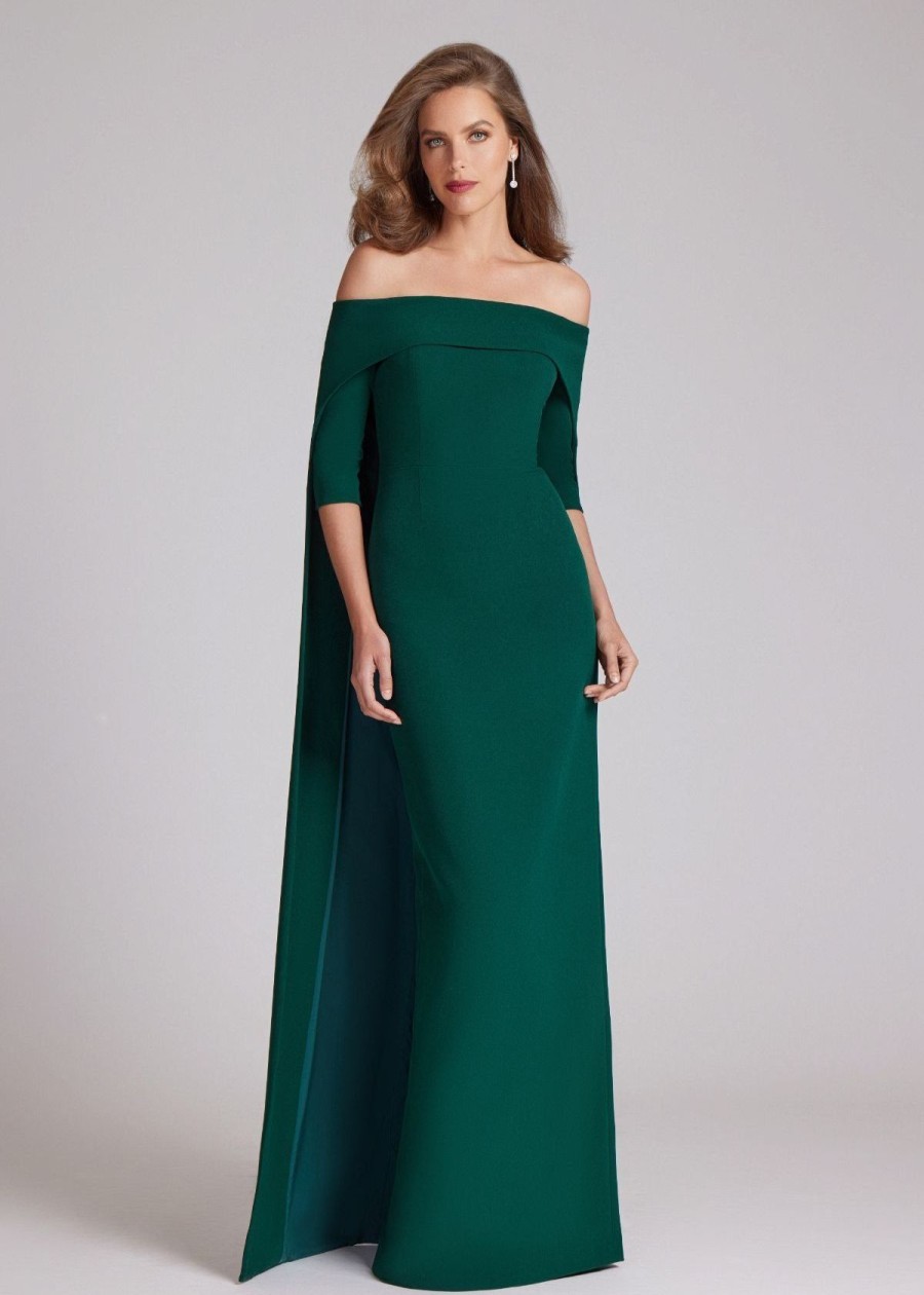 Clothing Teri Jon | Teri Jon Crepe Off Shoulder Gown Forest