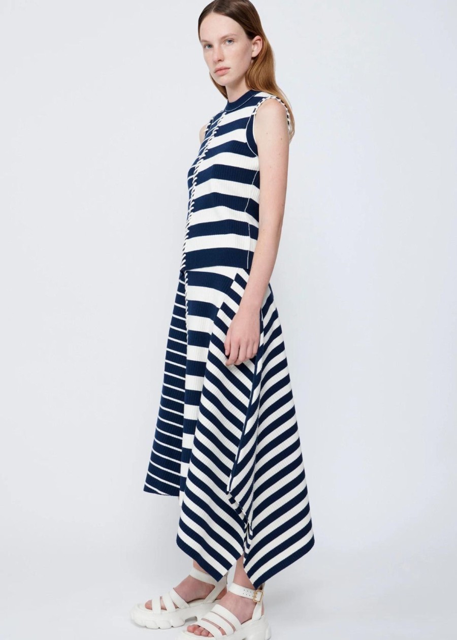 Clothing SIMKHAI | Simkhai Joelene Asymmetric Top Midnight Stripe