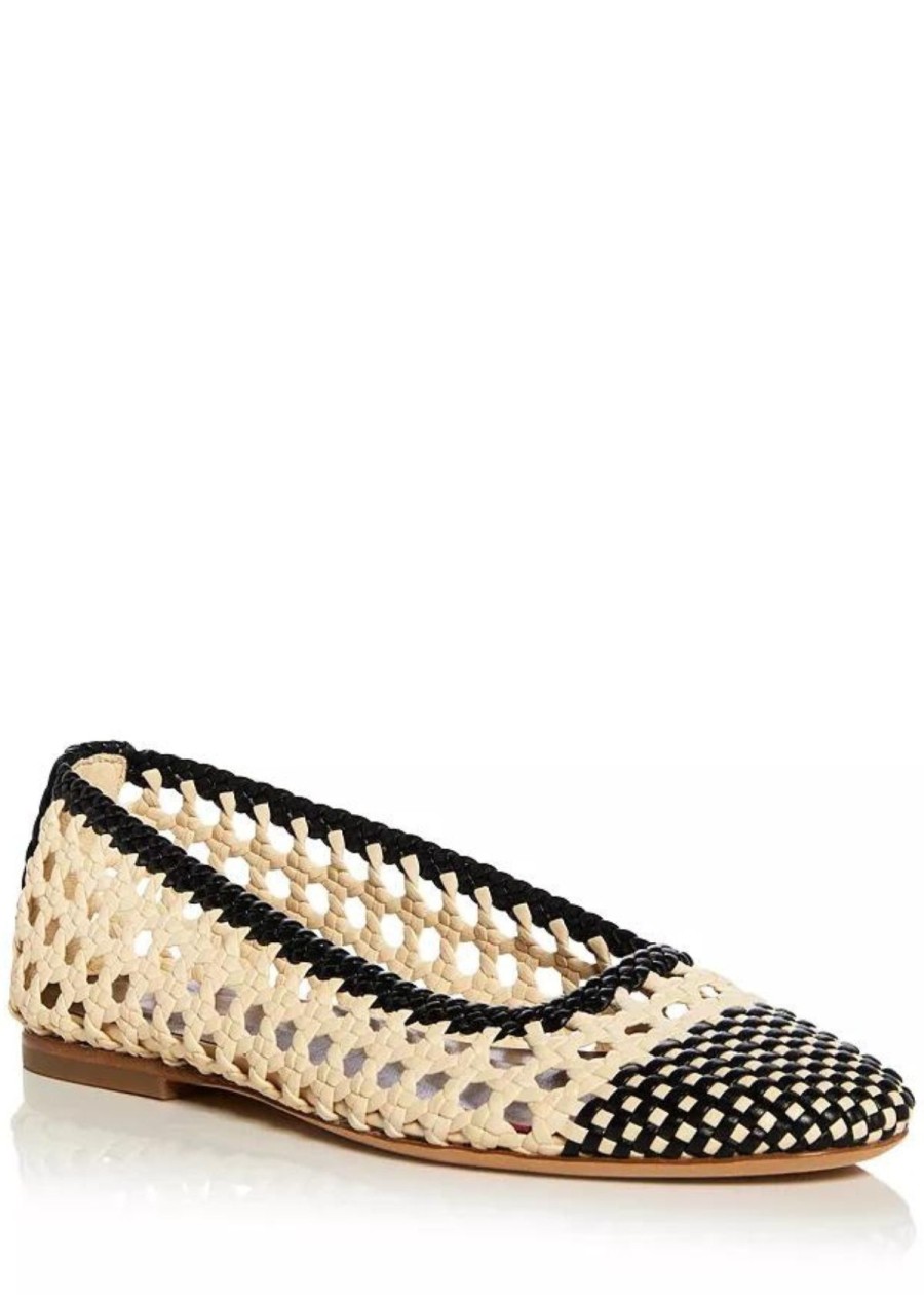 Accessories Staud | Staud Nell Crochet Ballerina Flat Cream/Black