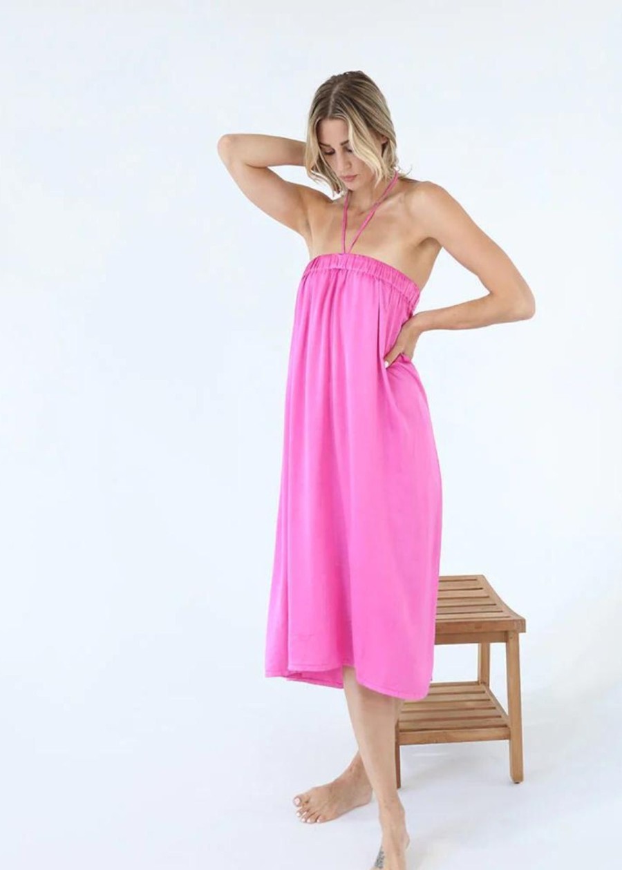 Clothing PJ Harlow | Pj Harlow Bella Maxi Satin Dress/Skirt Hot Pink