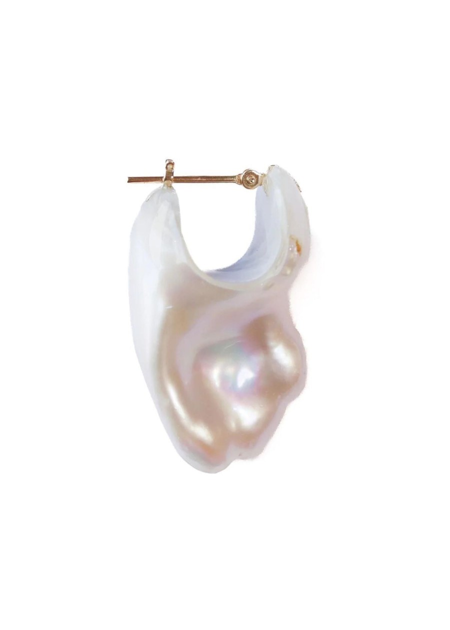 Accessories Monaka Jewelry Earrings | Monaka Small Rock Slit Pierced Earring - Freshwater Baroque Pearl