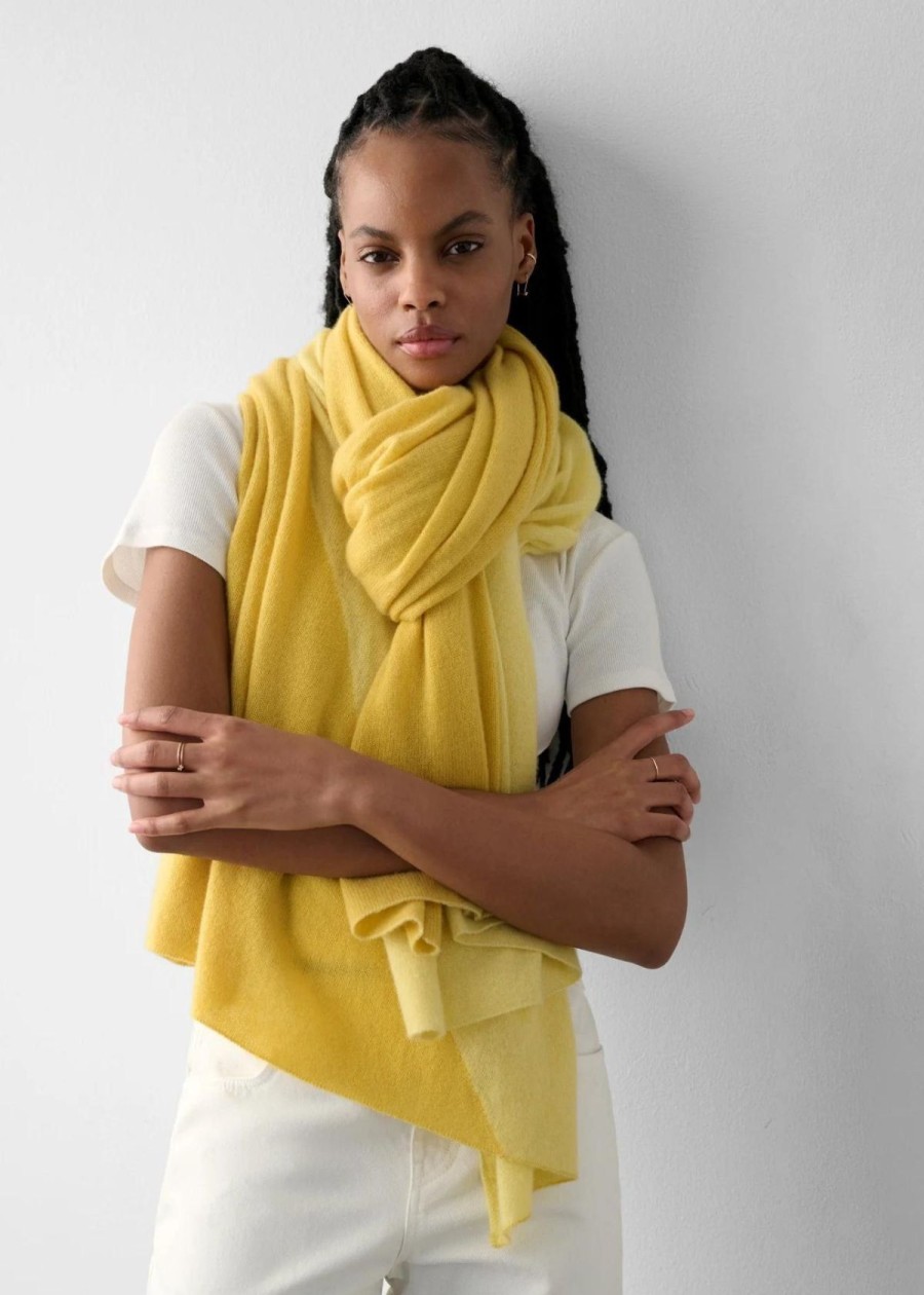 Accessories White + Warren | White + Warren Cashmere Colorblock Travel Wrap Lemon Combo