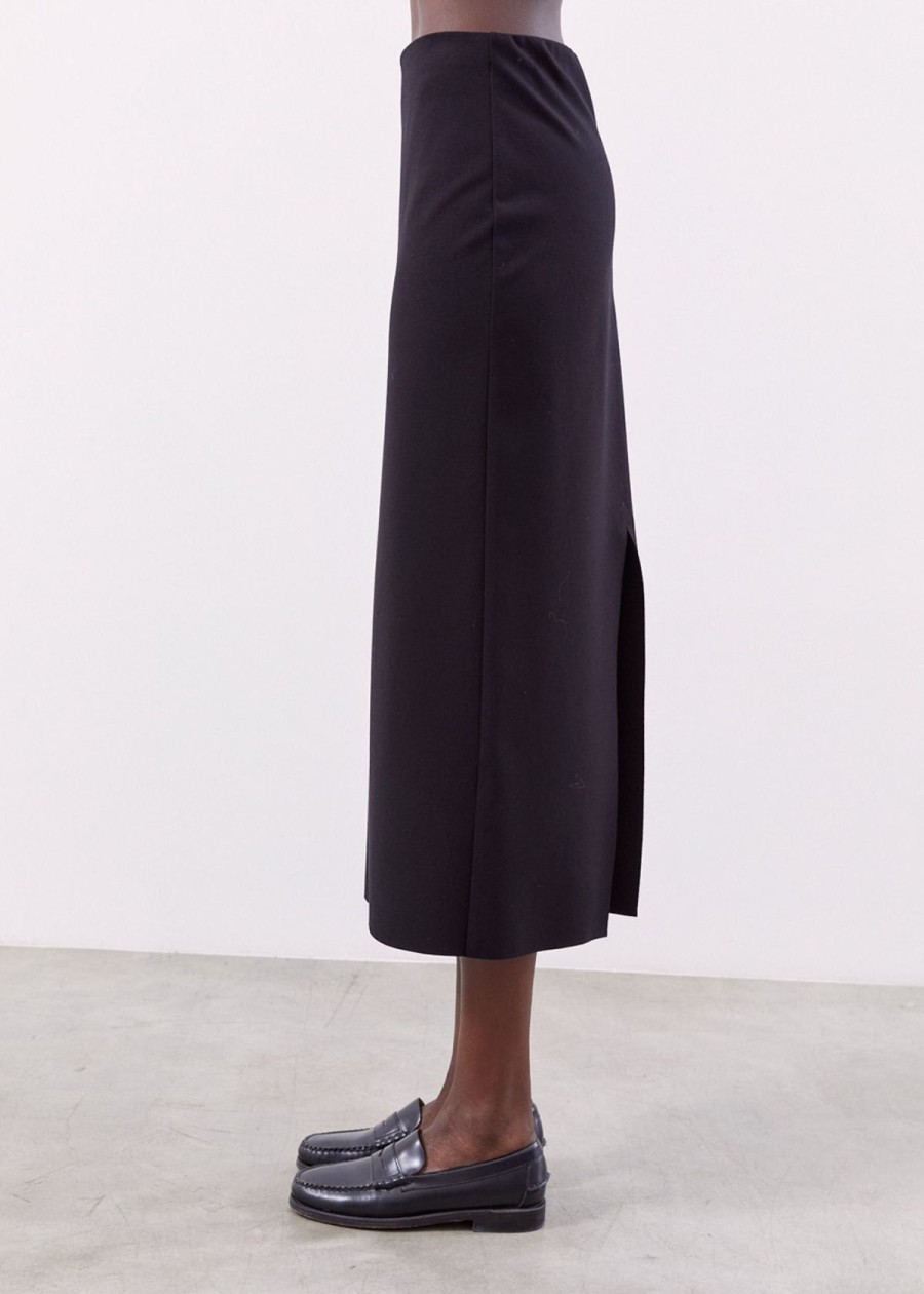 Clothing MeimeiJ | Meimeij Knit Midi Skirt Black