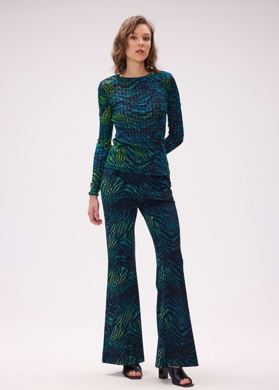 Clothing Diane Von Furstenberg | Dvf Logan Reversible Top - Chain Geo And Moire Tiger Chain Geo Blue And Moire Tiger