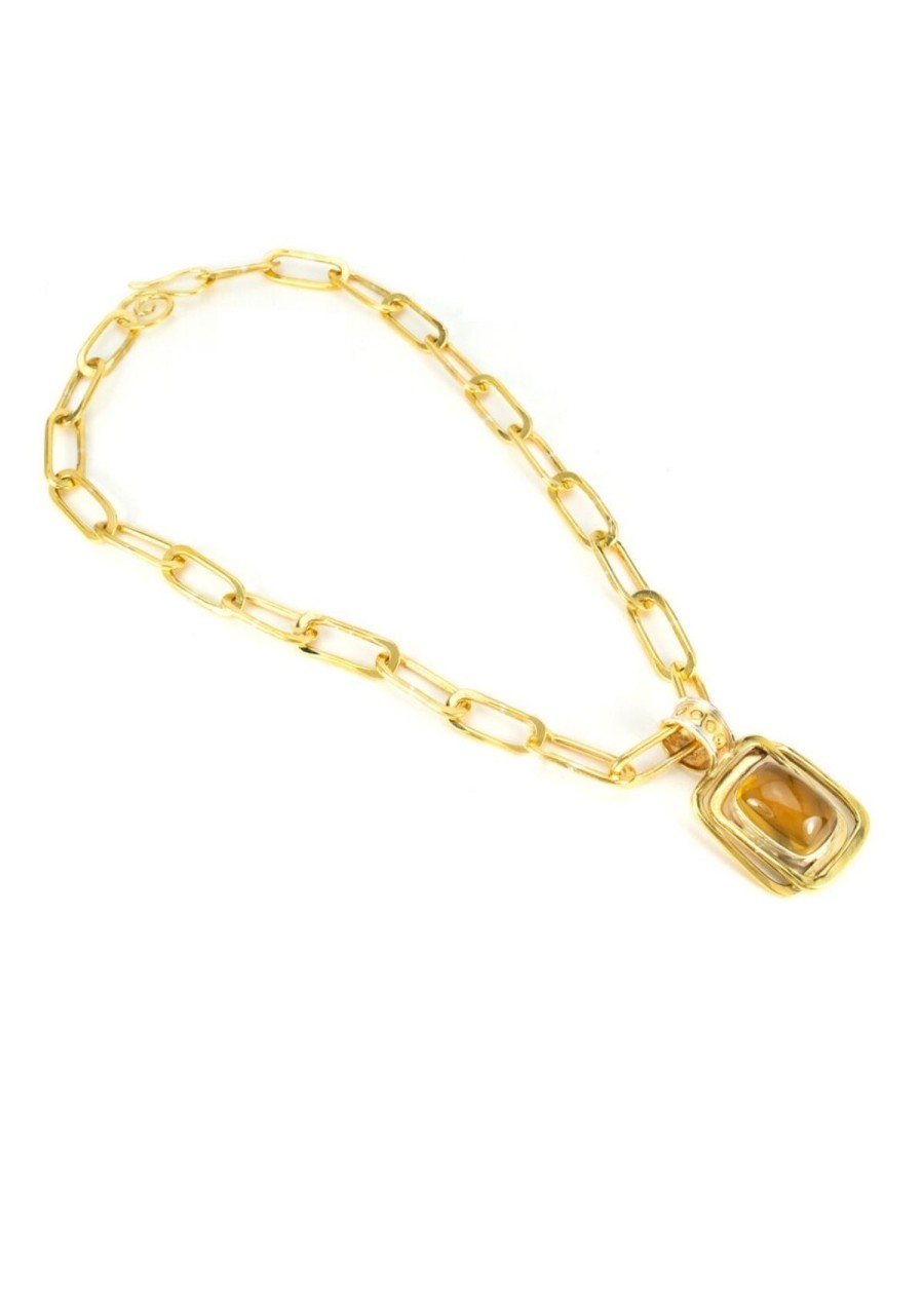 Accessories Margaret Ellis Jewelry Necklaces | Margaret Ellis Double Rectangle Citrine Necklace Bronze