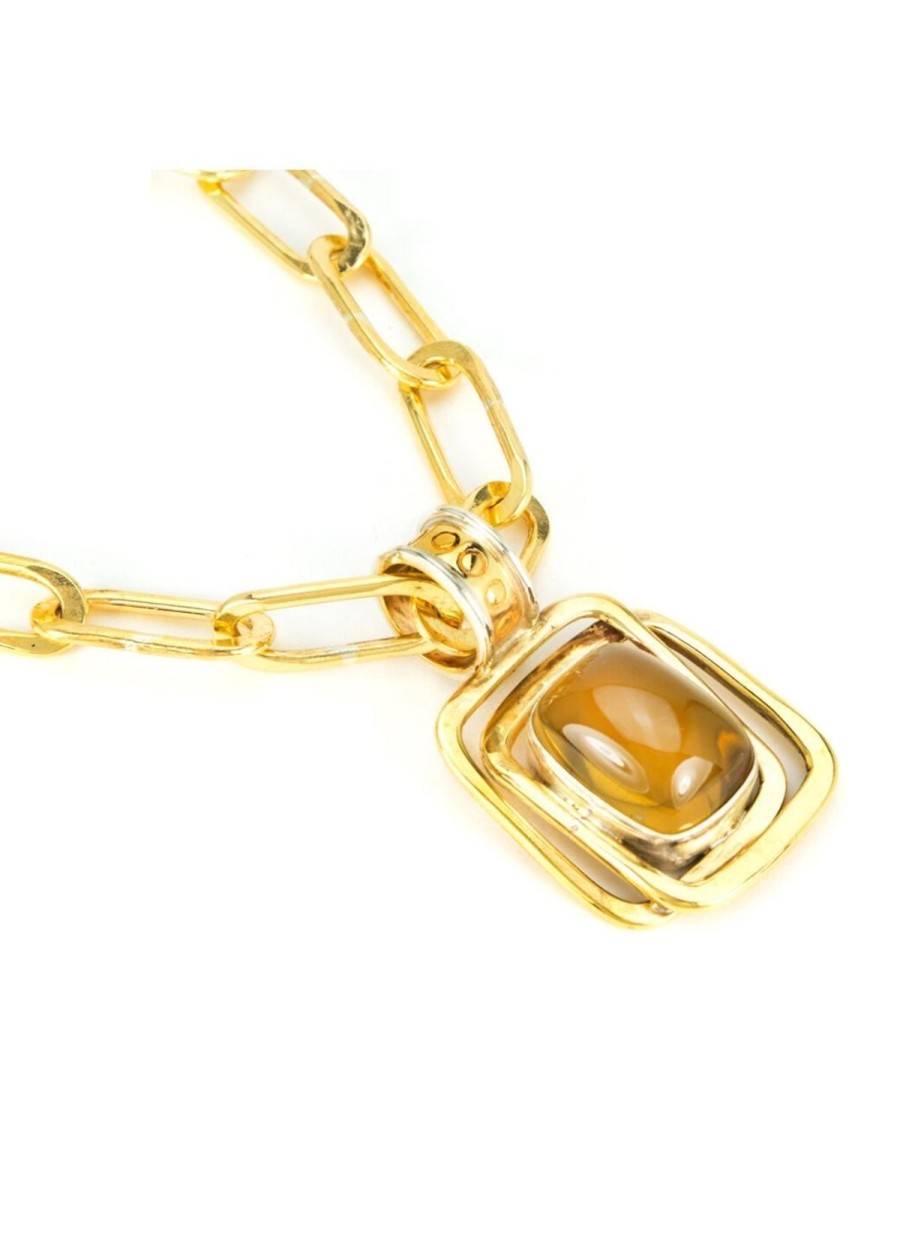 Accessories Margaret Ellis Jewelry Necklaces | Margaret Ellis Double Rectangle Citrine Necklace Bronze