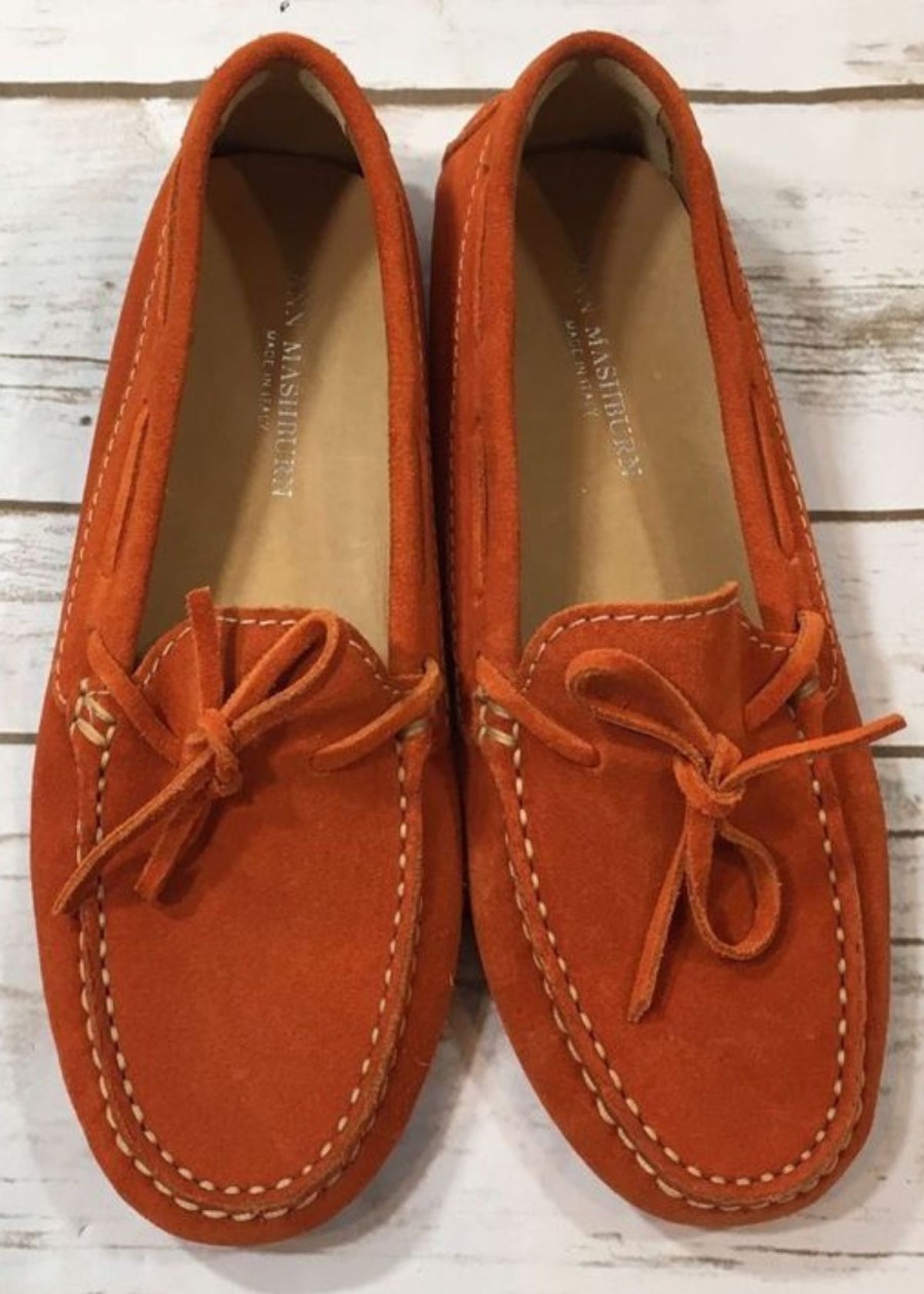 Accessories ANN MASHBURN | Ann Mashburn Driving Moccasin Orange Suede