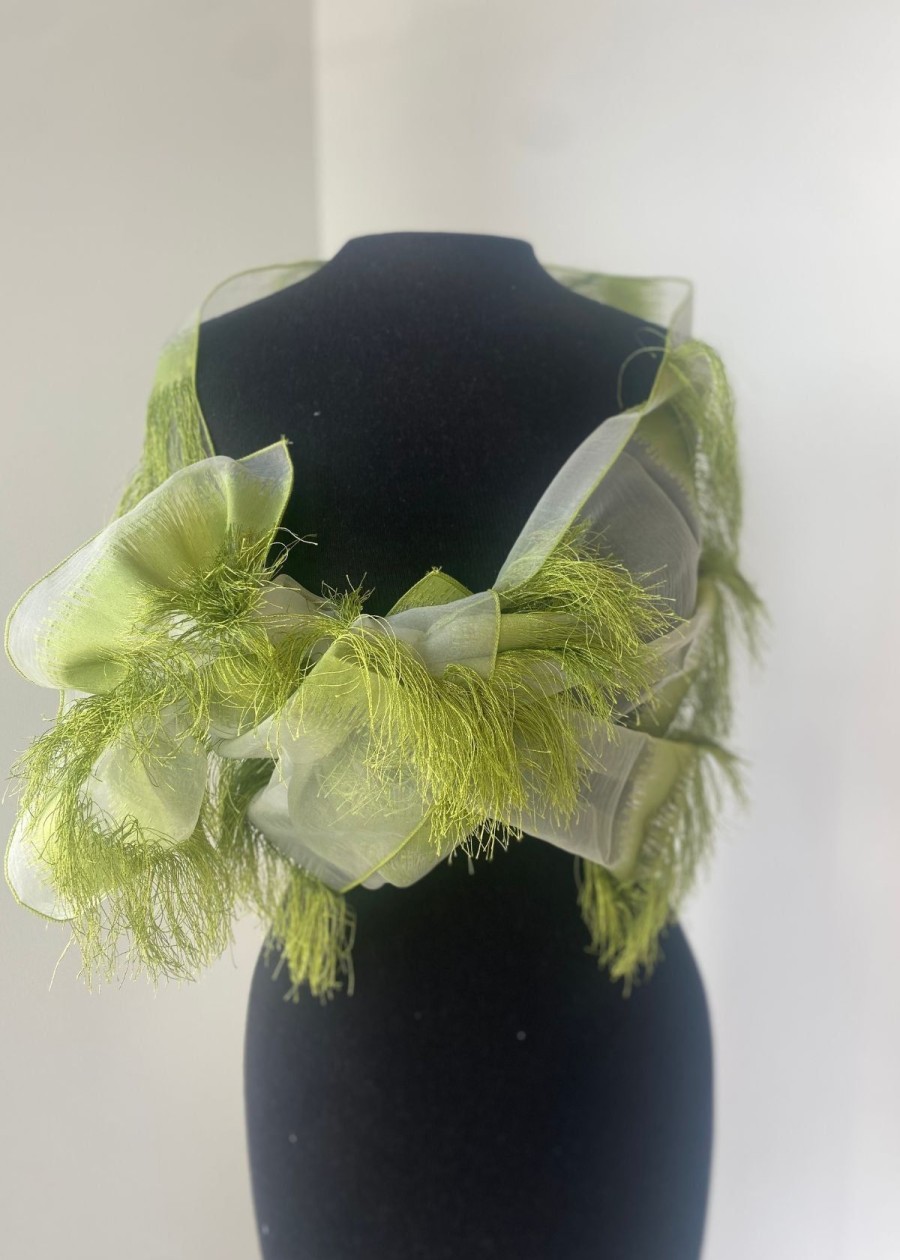 Accessories Claudio Cutuli | Claudio Cutuli Ninette Fringe Scarf Lime