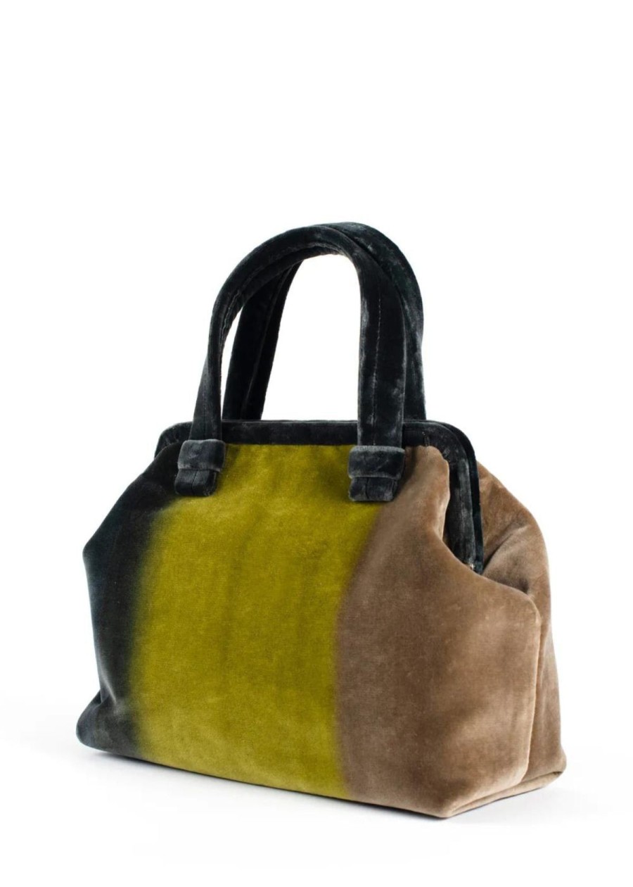 Accessories Marian Paquette | Marian Paquette Alexandra Velvet Ombre Handbag - Charcoal And Green