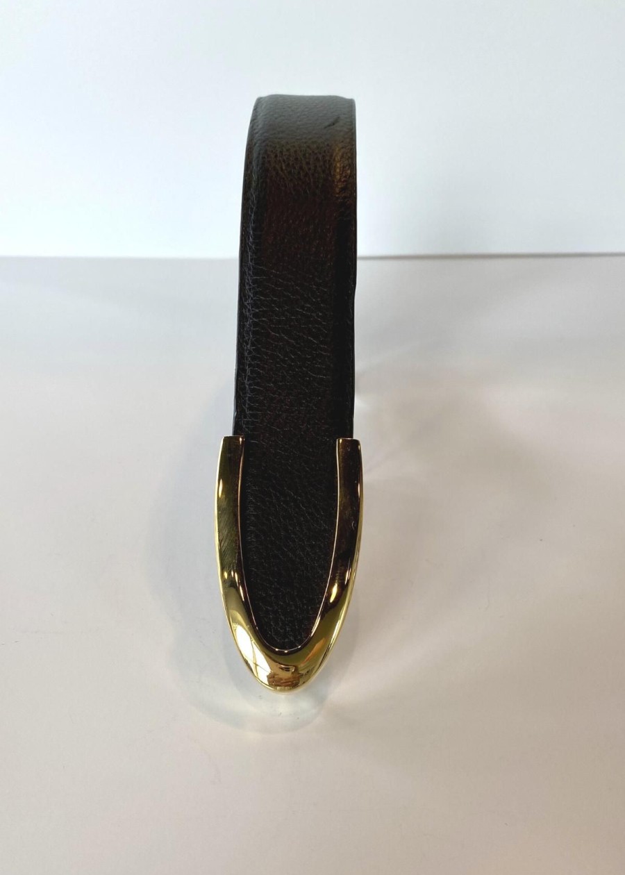 Accessories W.Kleinberg | W.Kleinberg 1 3/8" Pebbled Calf Belt With Gold Buckle