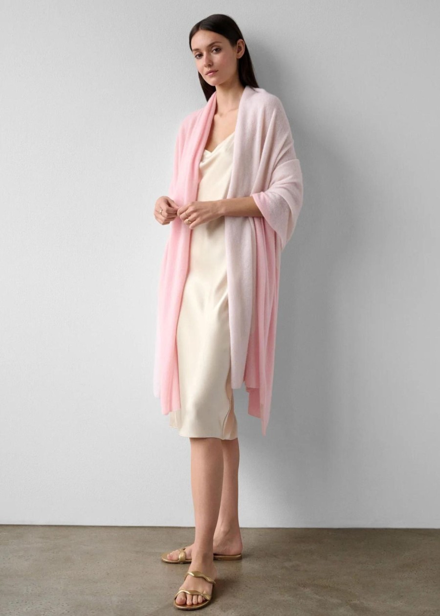 Accessories White + Warren | White + Warren Cashmere Colorblock Travel Wrap Rose Combo