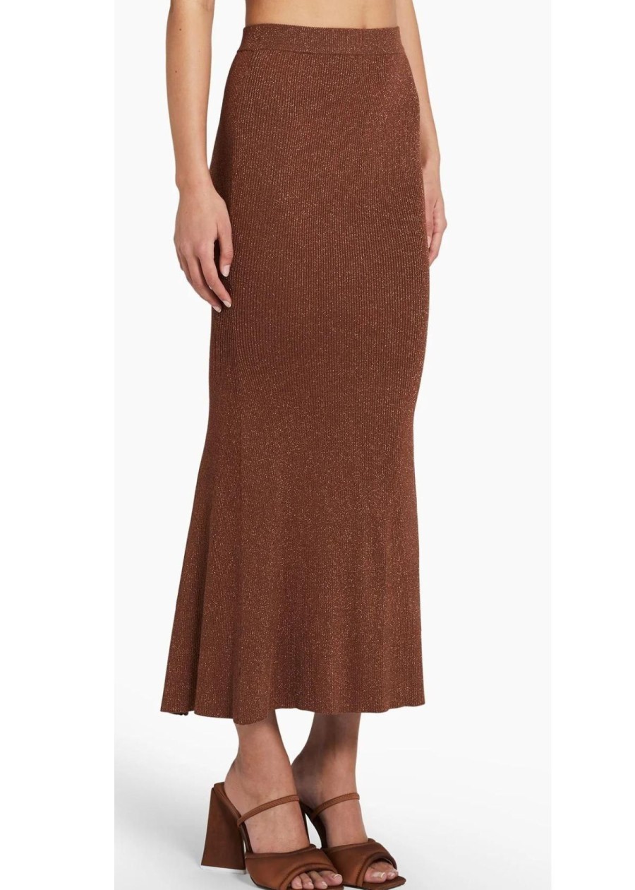 Clothing Amanda Uprichard | Amanda Uprichard Vanita Knit Skirt - Brown/Copper