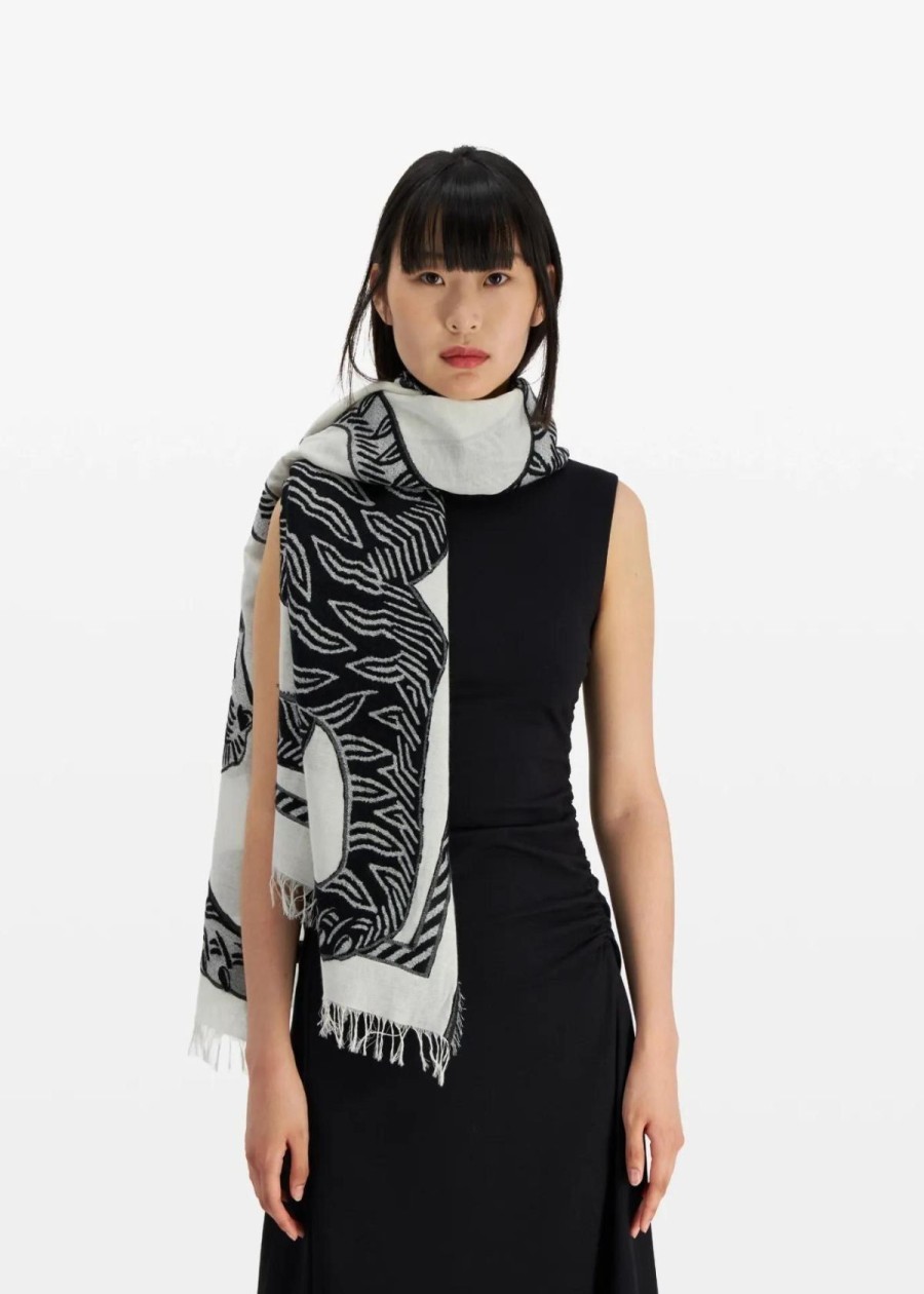 Accessories INOUI EDITIONS | Inoui Editions Mantra 3D Tiger Scarf White