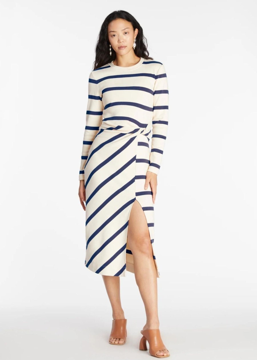 Clothing Tanya Taylor | Tanya Taylor Cody Dress - Cream And Maritime Blue Cream/Maritime Blue