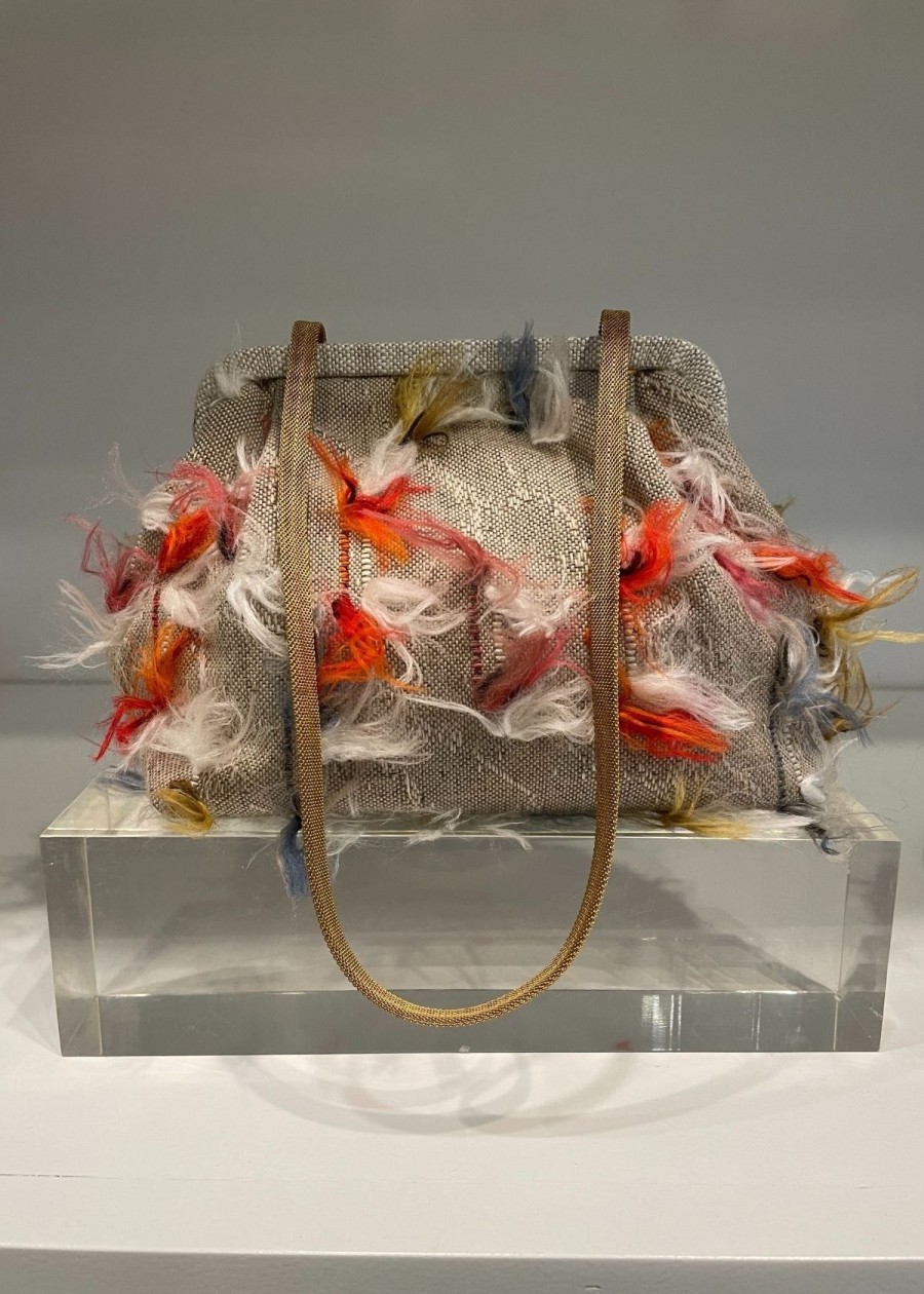 Accessories Marian Paquette | Marian Paquette Susan Linen Taupe Embroidered Handbag Taupe/Multi Color