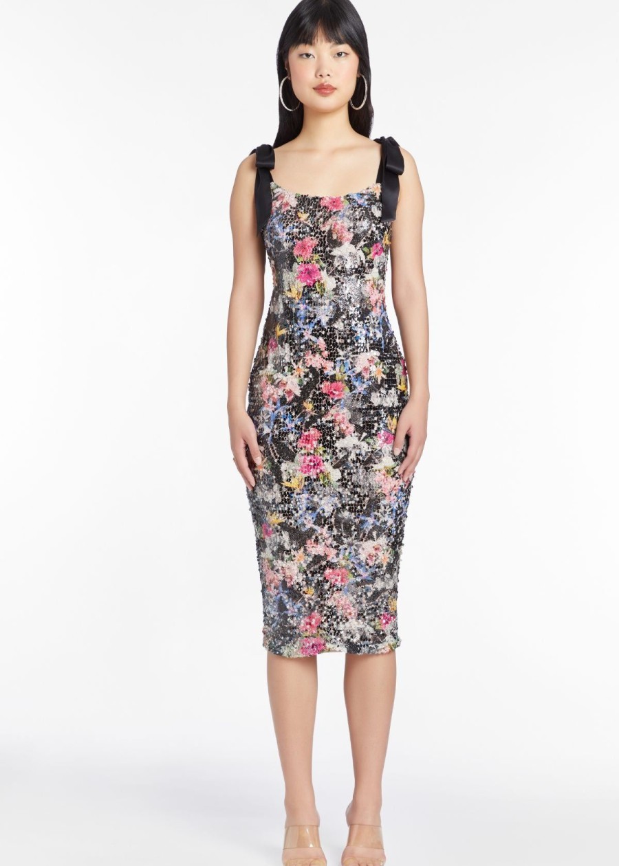 Clothing Amanda Uprichard | Amanda Uprichard Lusana Printed Sequin Dress Night Garden