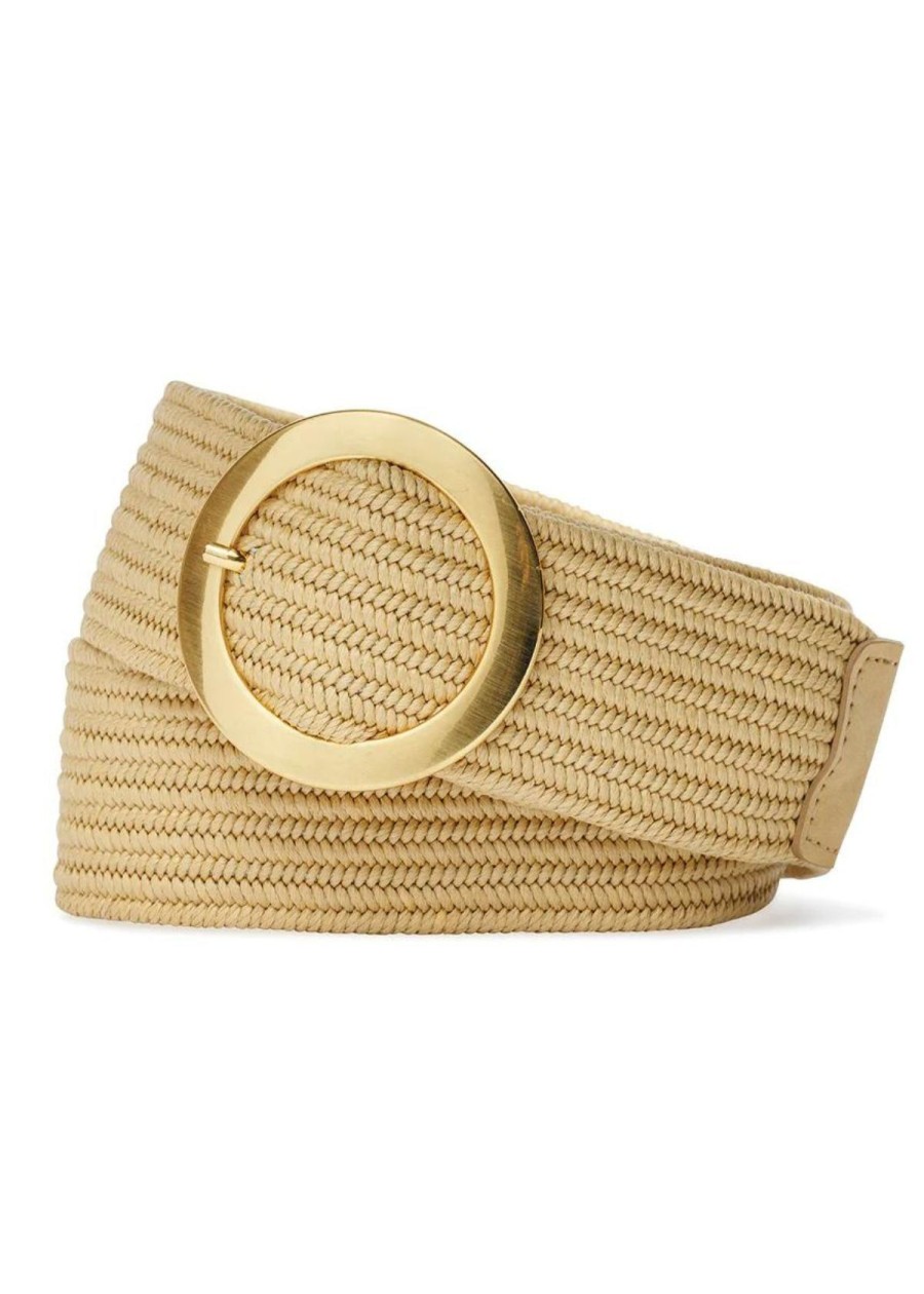 Accessories W.Kleinberg | W.Kleinberg Wide Stretch Belt With Circle Buckle Tan