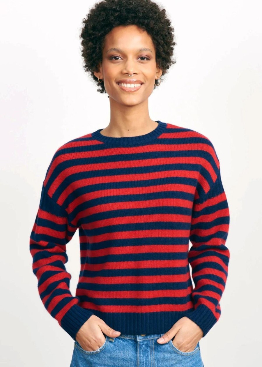 Clothing Jumper 1234 | Jumper 1234 Stripe Cashmere Guernsey Sweater Navy/Red