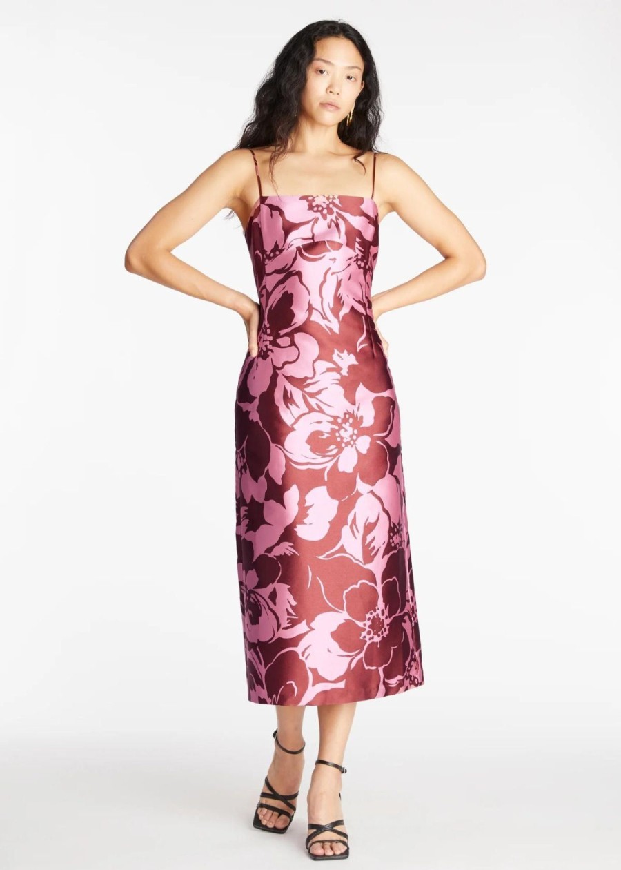 Clothing Tanya Taylor | Tanya Taylor Neema Orchid Garden Print Dress - Peony And Brandy Peony/Brandy