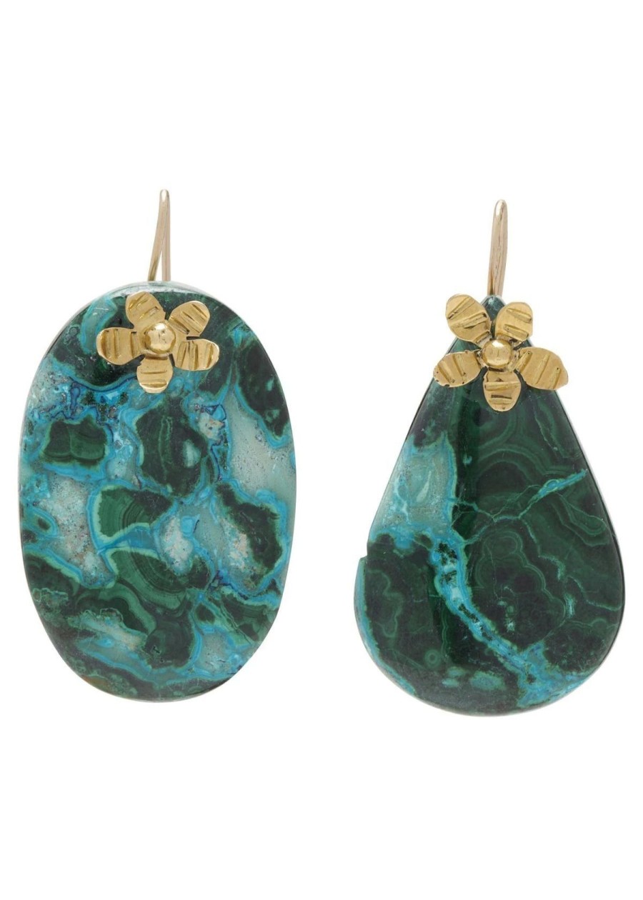 Accessories Ulla Johnson Earrings | Ulla Johnson Hammered Chain Organic Stone Earring Turquoise