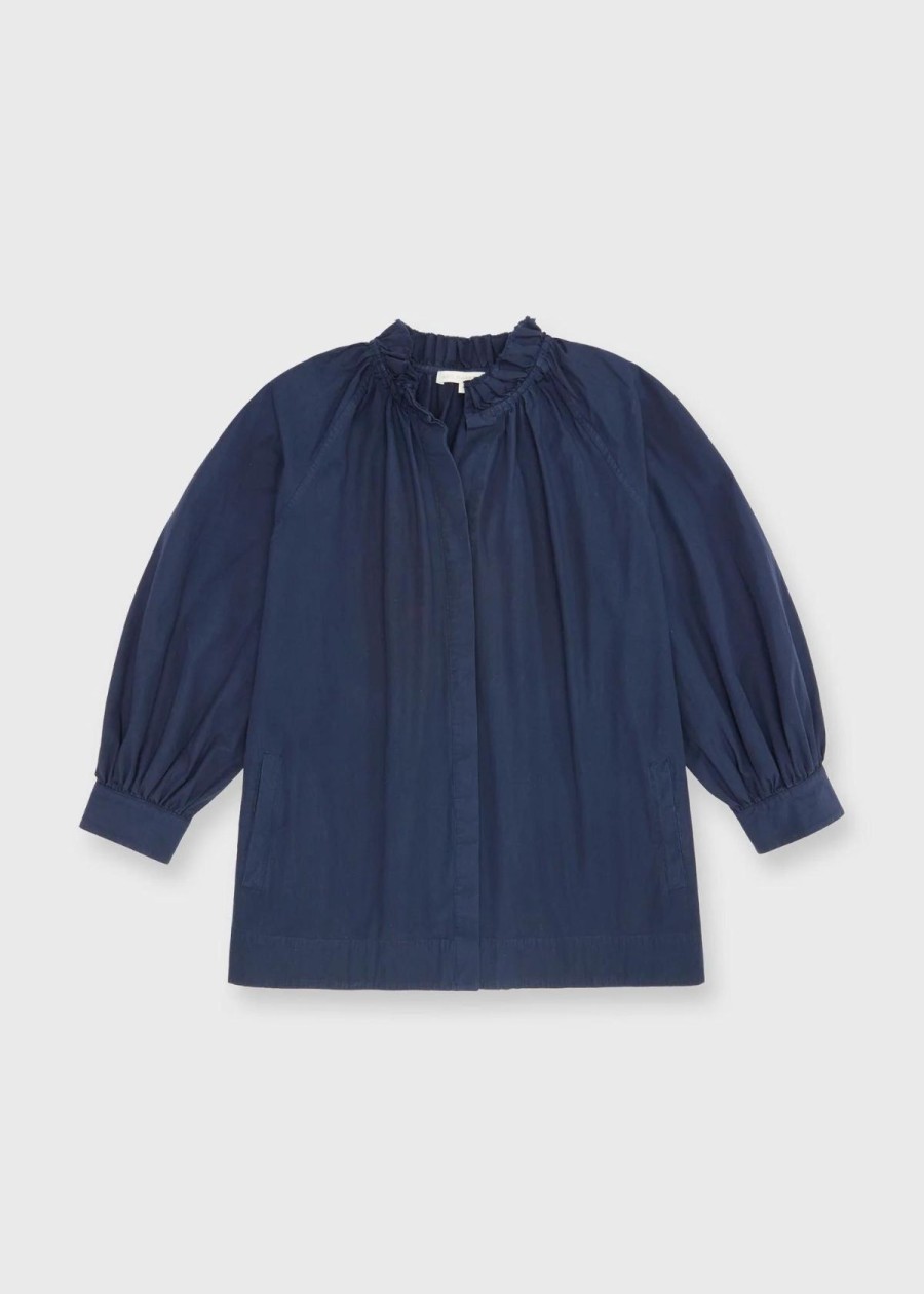 Clothing ANN MASHBURN | Ann Mashburn Frill Liya Shirt Jacket Navy