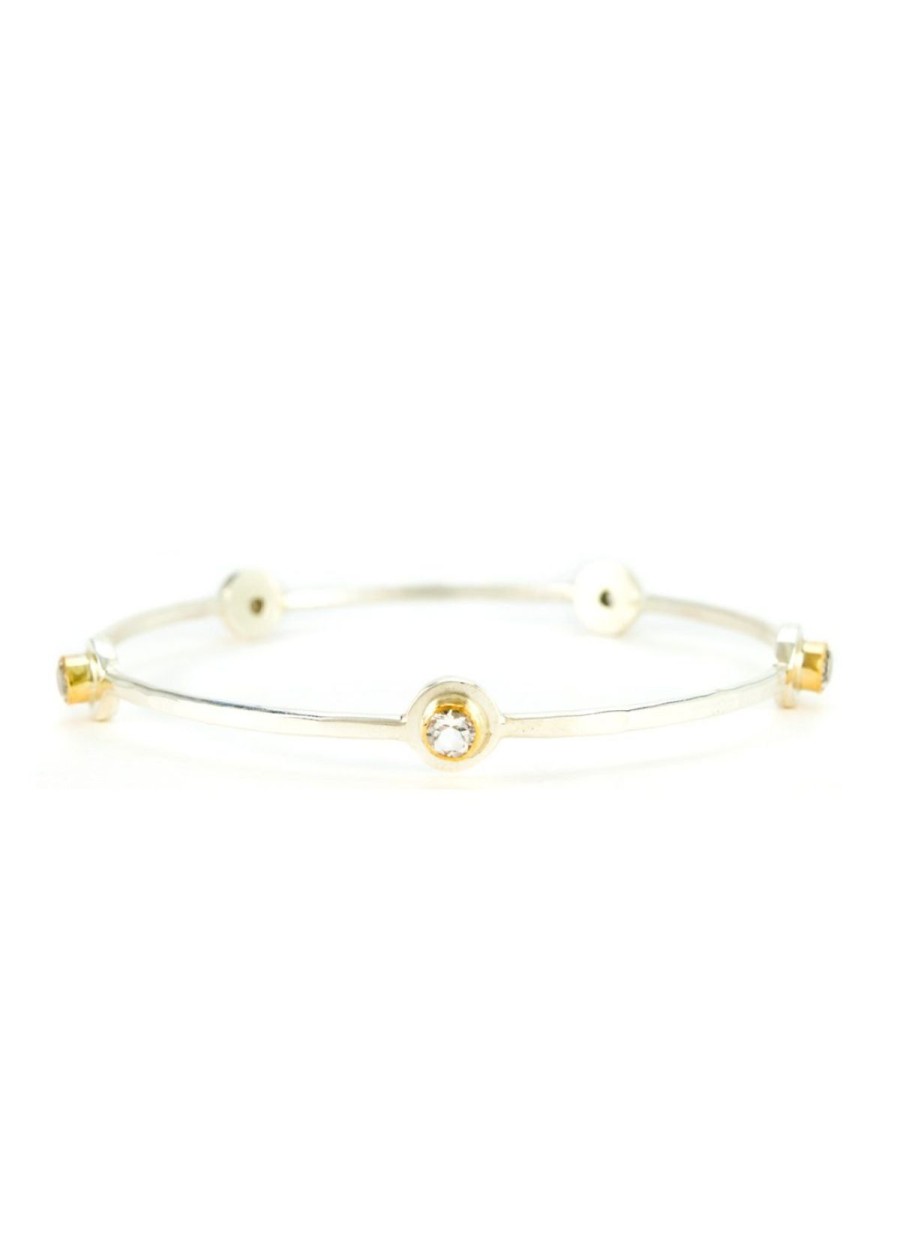 Accessories Margaret Ellis Jewelry Bracelets | Margaret Ellis Five Stone Bangle Bracelet - White Topaz