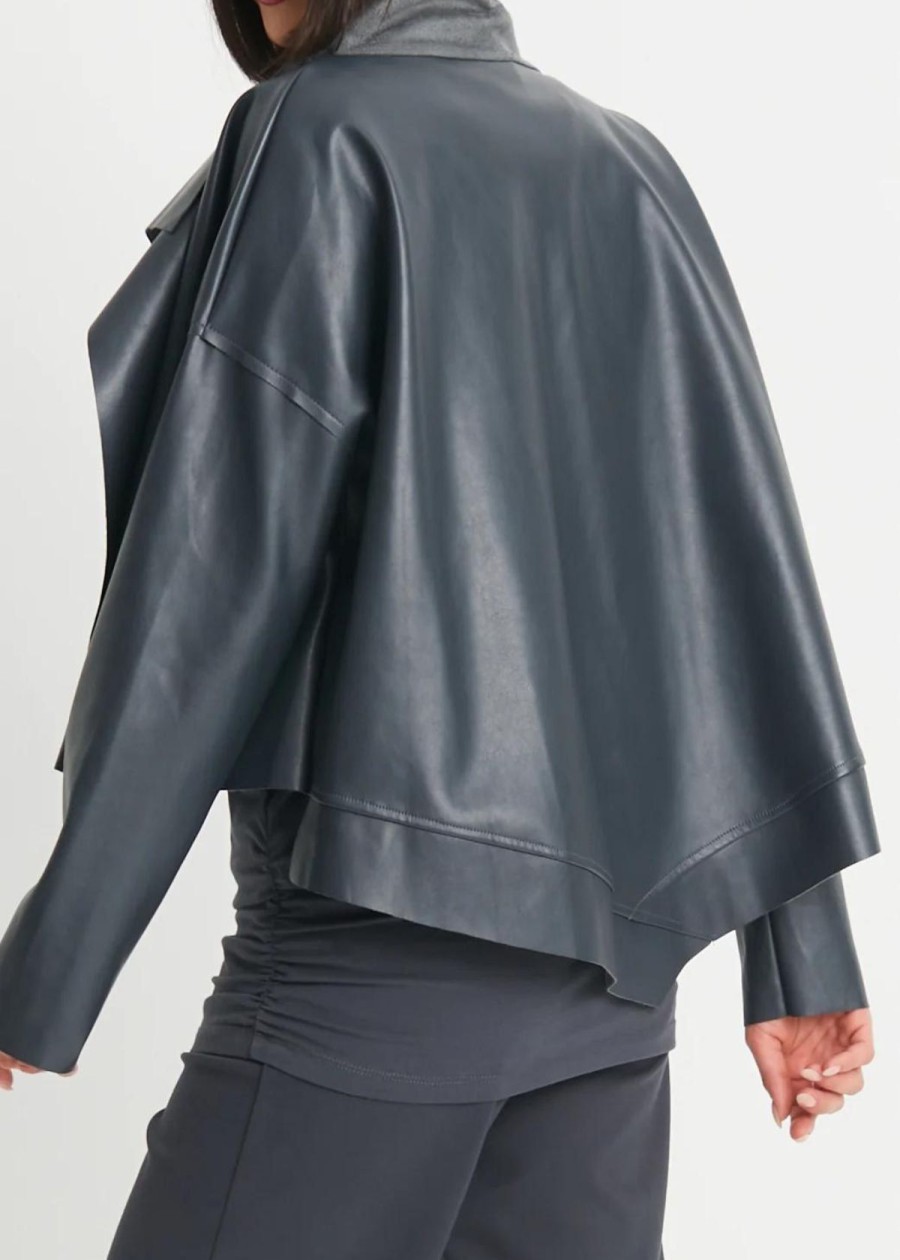 Clothing Planet by Lauren G | Planet Vegan Leather Cropped Jacket Obsidian