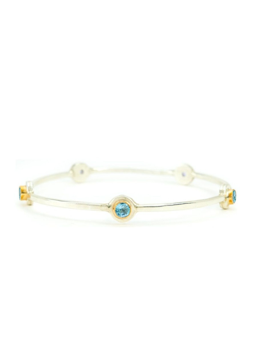 Accessories Margaret Ellis Jewelry Bracelets | Margaret Ellis Five Stone Bangle Bracelet - Swiss Blue Topaz