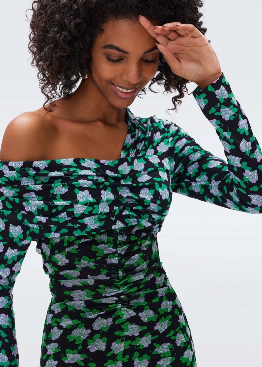 Clothing Diane Von Furstenberg | Dvf Leia Midi Dress - Dot Blossom Bright Green Dot Blossom Green