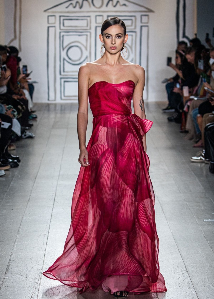 Clothing Kevan Hall | Kevan Hall Peony Bustier Gown Ruby