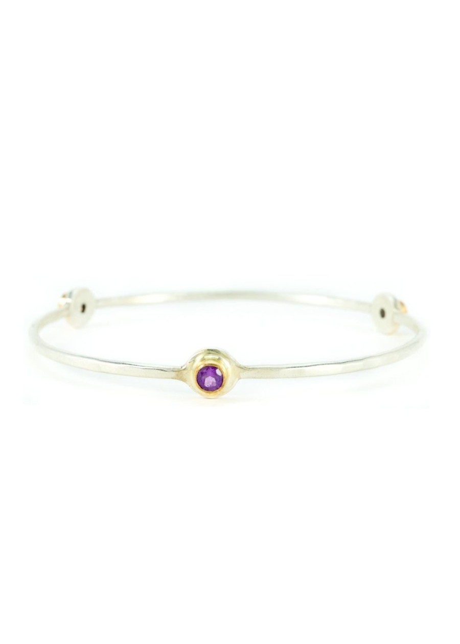 Accessories Margaret Ellis Jewelry Bracelets | Margaret Ellis Three Stone Bangle Bracelet - Amethyst