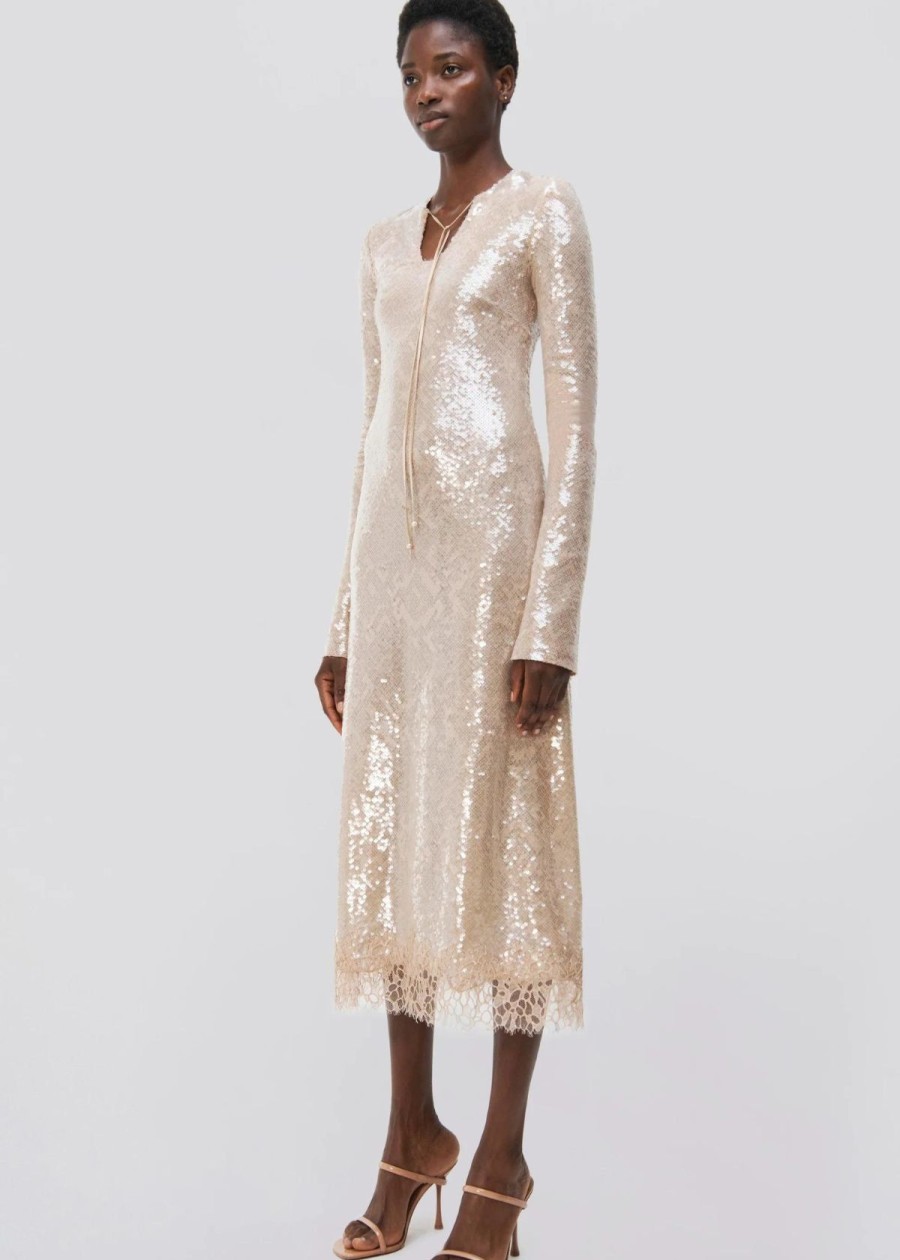 Clothing SIMKHAI | Simkhai Natalina Sequin Midi Dress Ginger Root