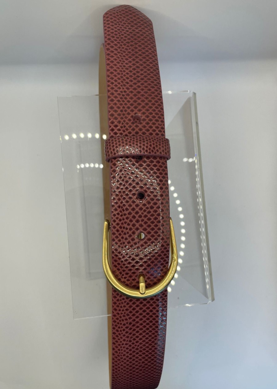 Accessories W.Kleinberg | W.Kleinberg Karung Belt With Gold Buckle Burgundy