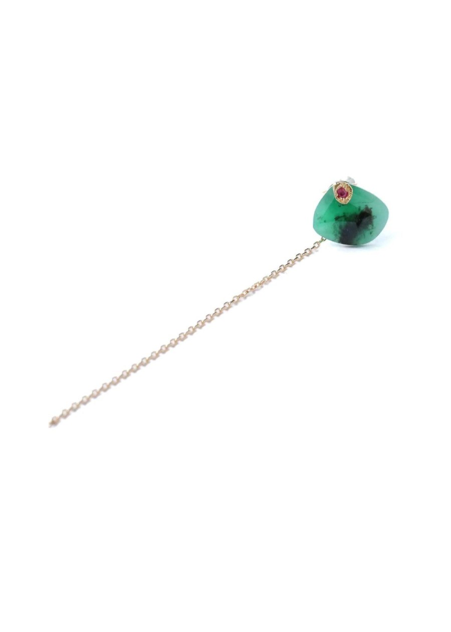 Accessories Monaka Jewelry Earrings | Monaka Flat Pierced Earring - Emerald