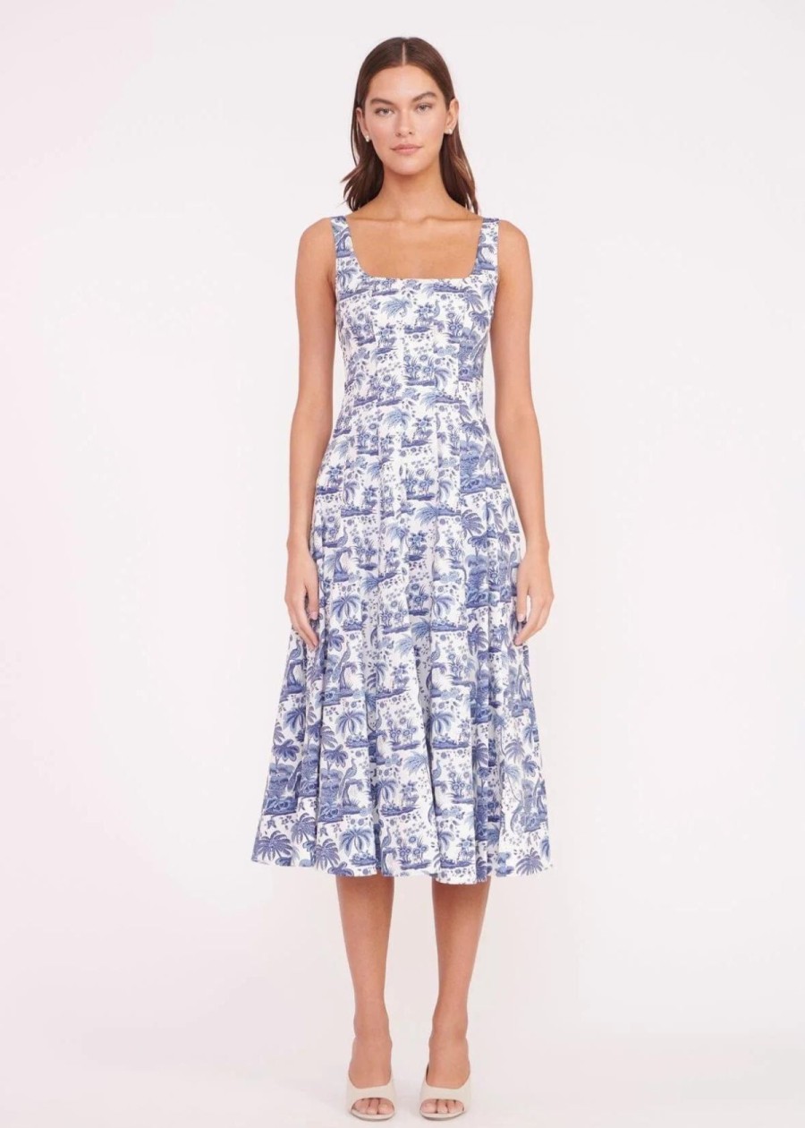 Clothing Staud | Staud Wells Dress China Blue Toile