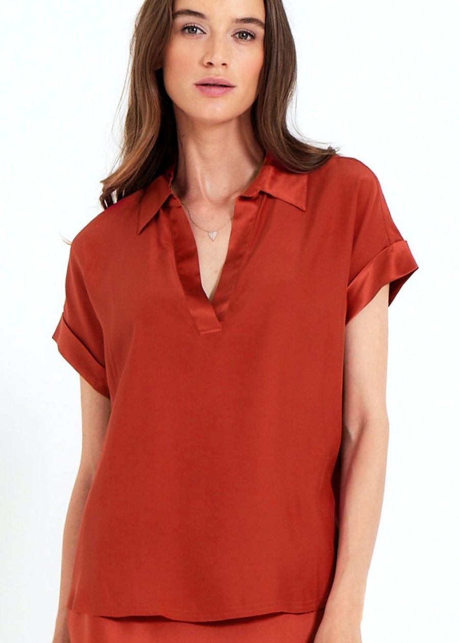 Clothing Go Silk | Go Silk "Go Polo" Top Sienna