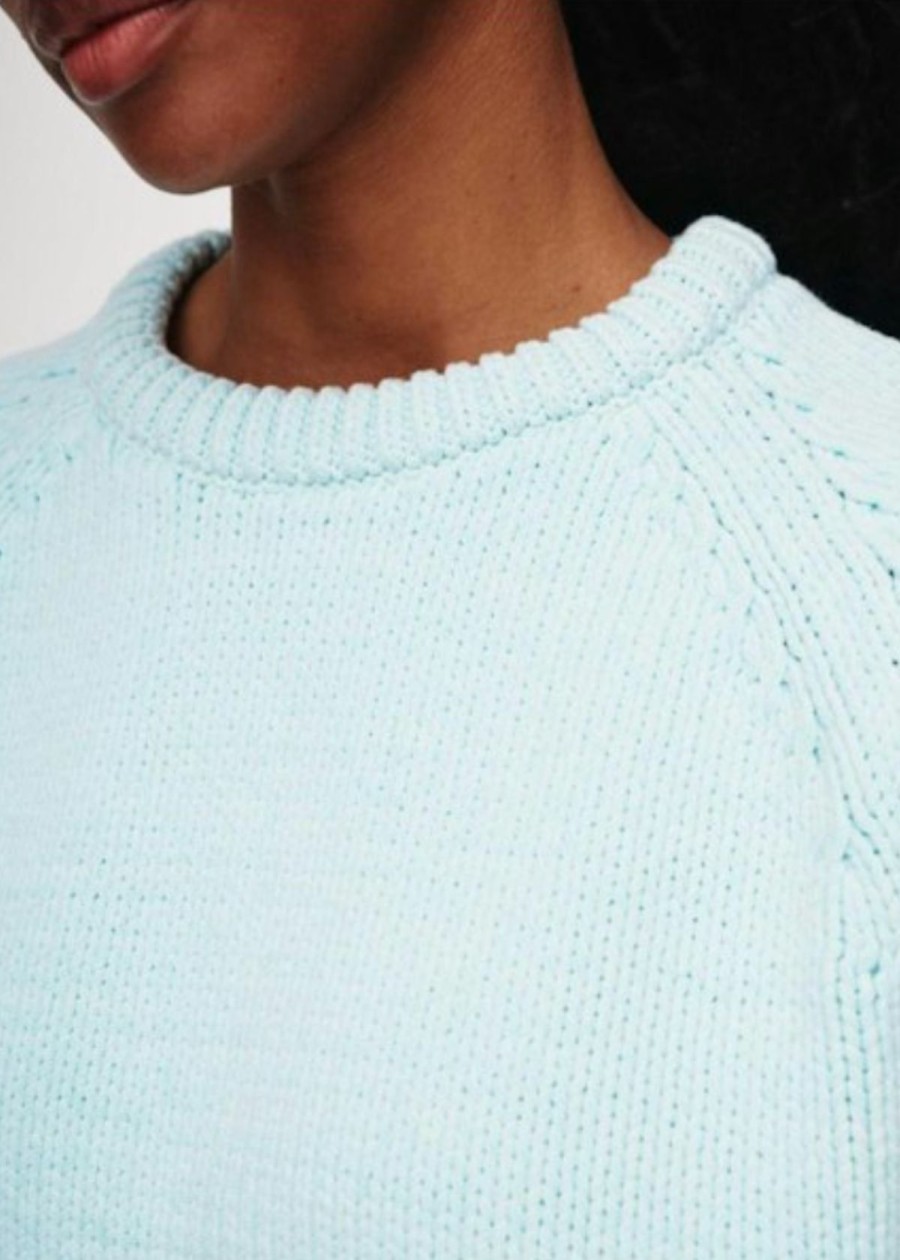 Clothing White + Warren | White + Warren Cotton Rope Crew Sweater - Aqua Aqua Combo