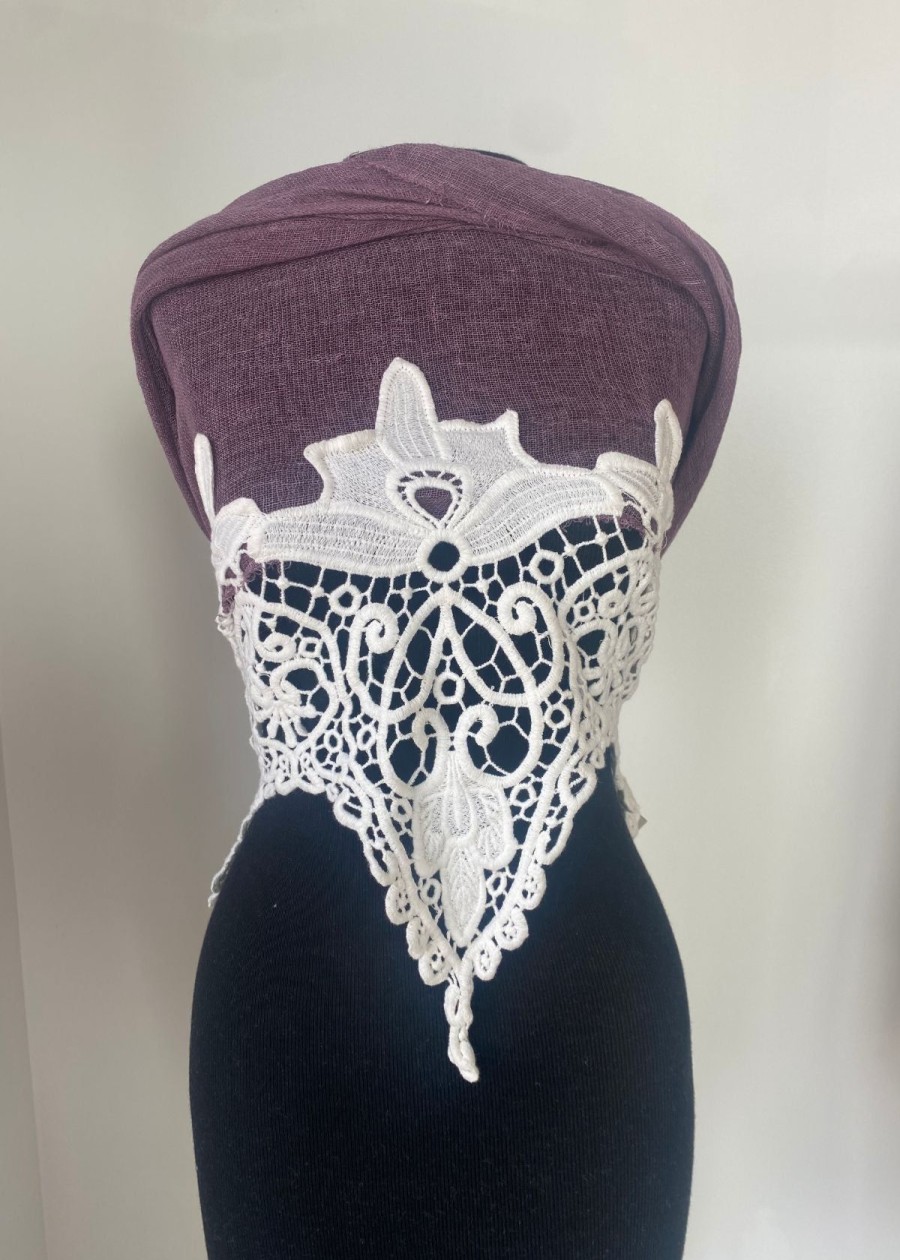 Accessories Claudio Cutuli | Claudio Cutuli Malit Lace Scarf - Aubergine Auburgine