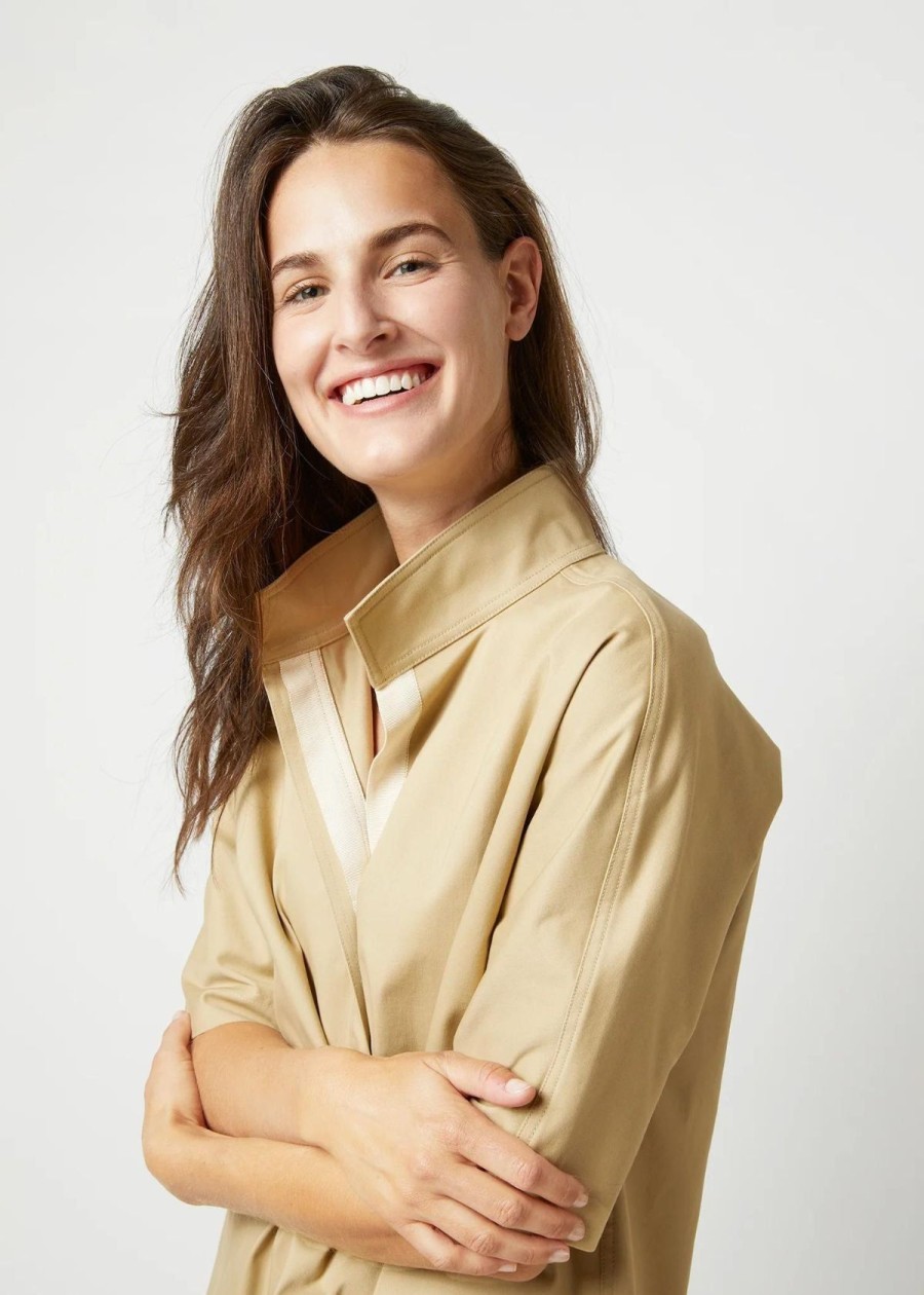 Clothing ANN MASHBURN | Ann Mashburn Soleil Top Khaki Stretch Sateen