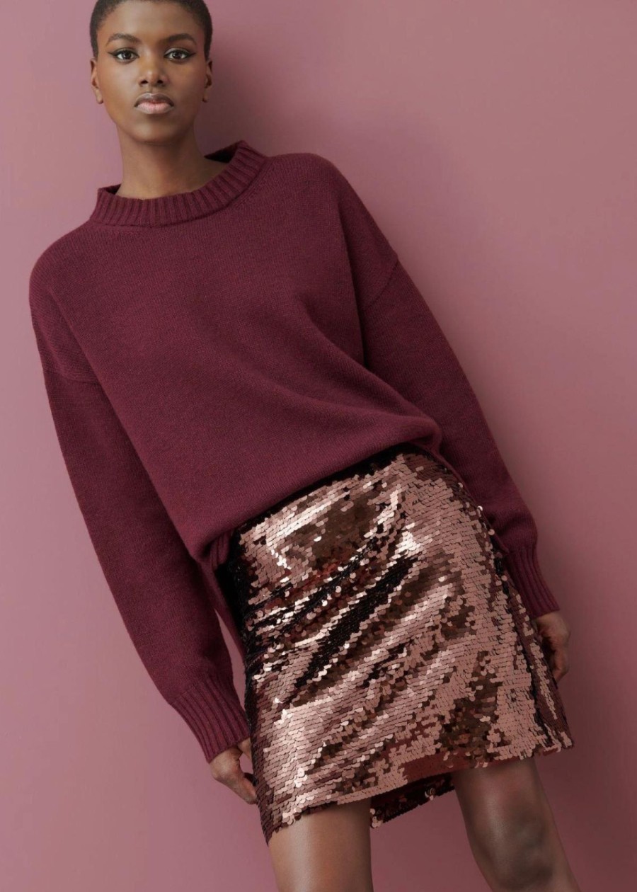 Clothing Marella | Marella Zolla Sequin Mini Skirt Bordeaux