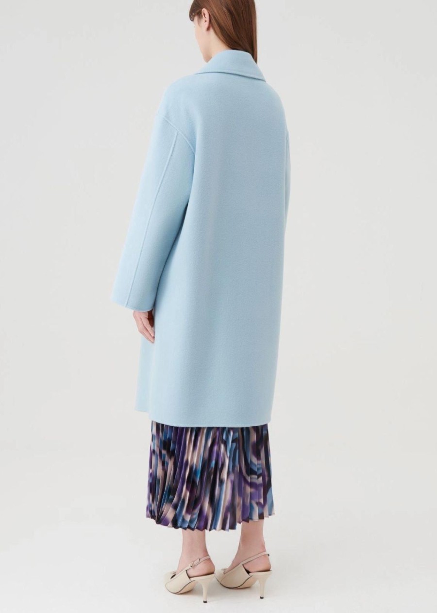 Clothing Marella | Marella Nandina Double Breasted Coat Sky Blue