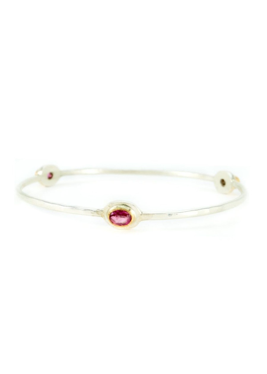 Accessories Margaret Ellis Jewelry Bracelets | Margaret Ellis Three Stone Bangle Bracelet - Pink Tourmaline Ovals