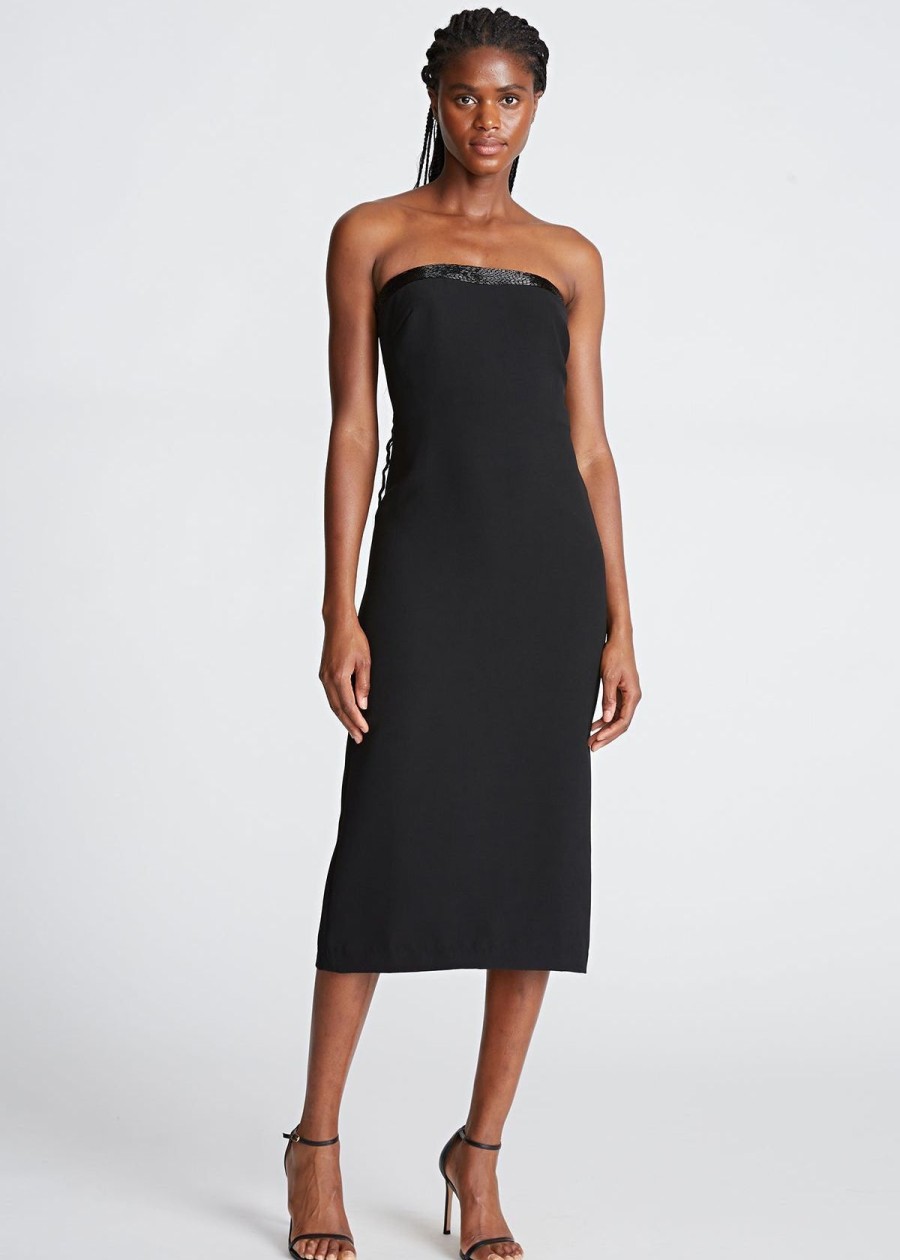 Clothing Halston | Halston Brielle Dress In Stretch Crepe Black