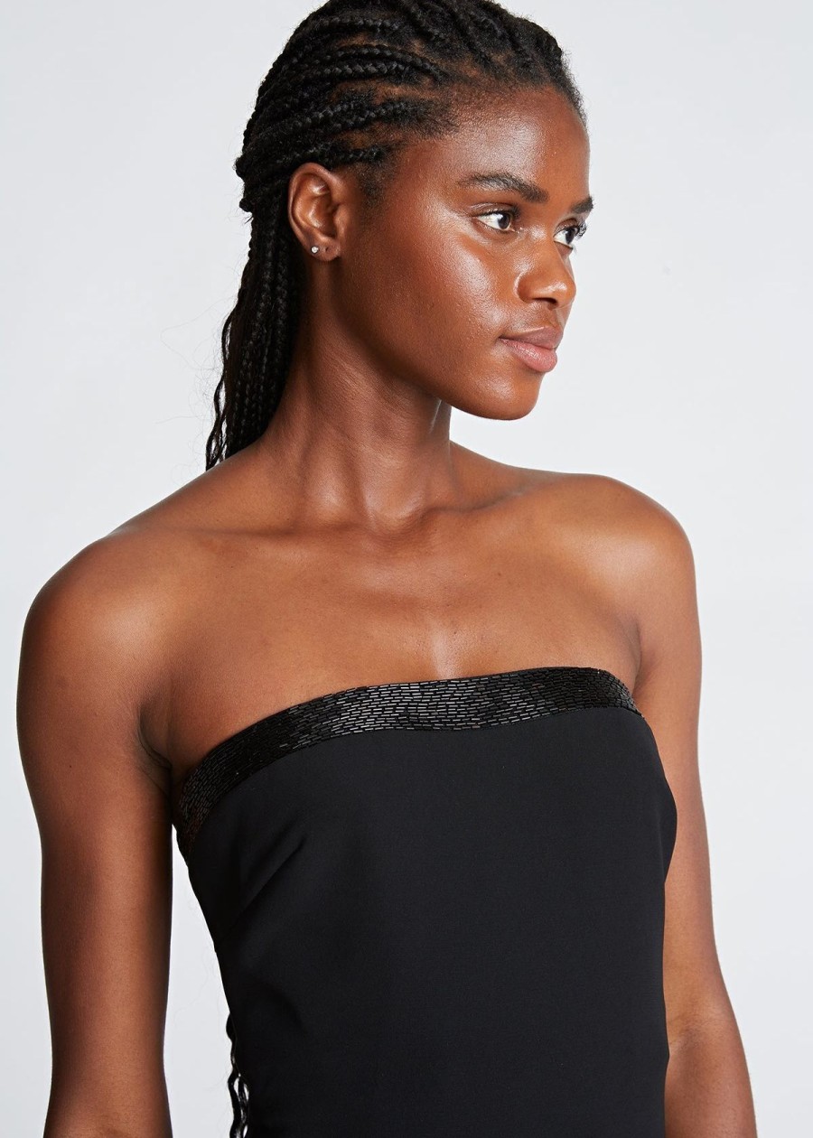 Clothing Halston | Halston Brielle Dress In Stretch Crepe Black