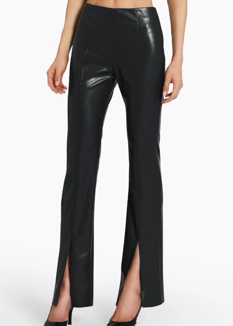 Clothing Amanda Uprichard | Amanda Uprichard Tavira Faux Leather Pant Black