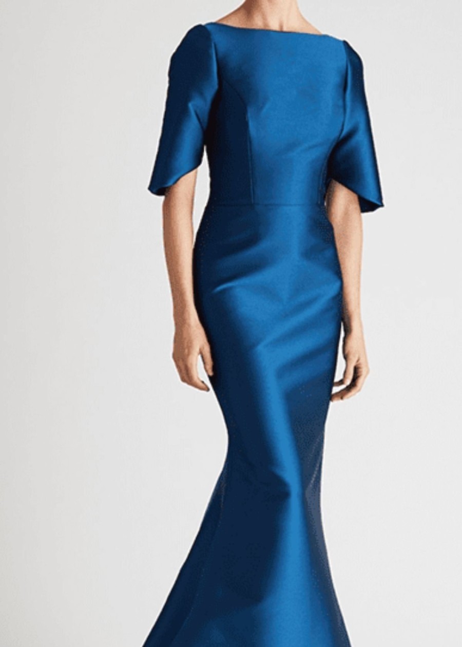 Clothing Nardos Design | Nardos Bateau Neck Trumpet Gown Navy